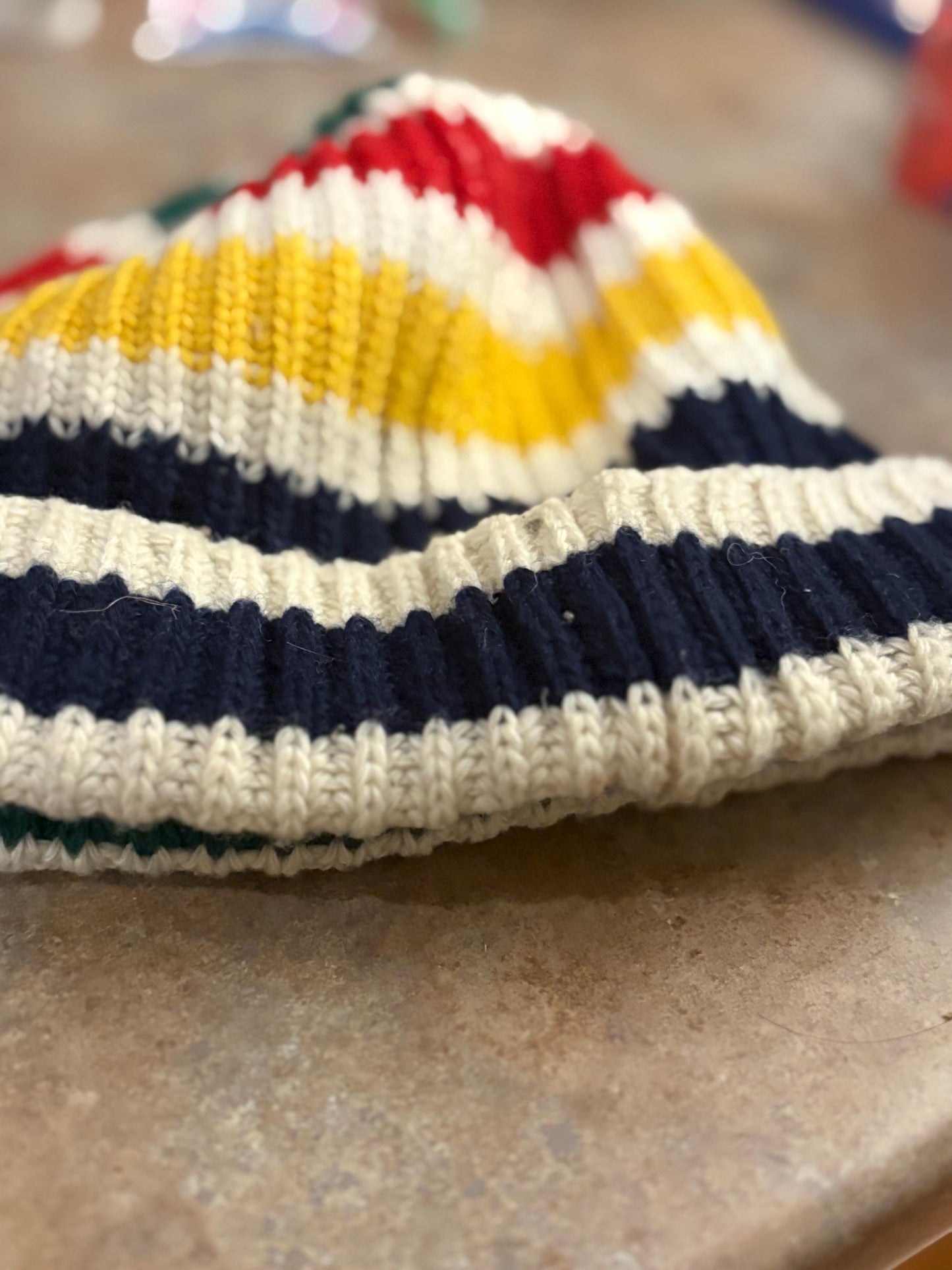 Beautiful Hudson Bay Company HBC wool and acrylic toque hat  original label  great value  9 x 9 inches  iconic  HBC  gift