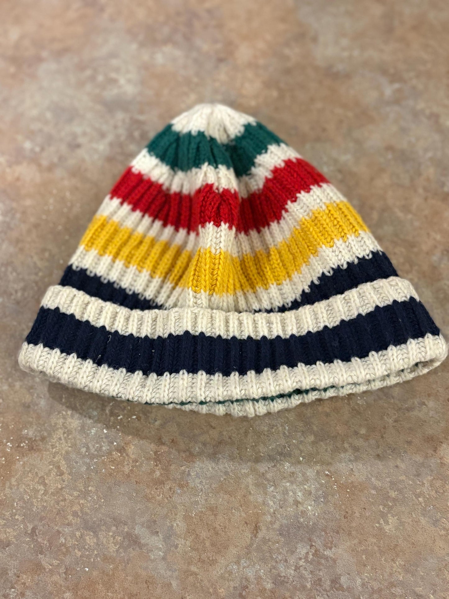 Beautiful Hudson Bay Company HBC wool and acrylic toque hat  original label  great value  9 x 9 inches  iconic  HBC  gift