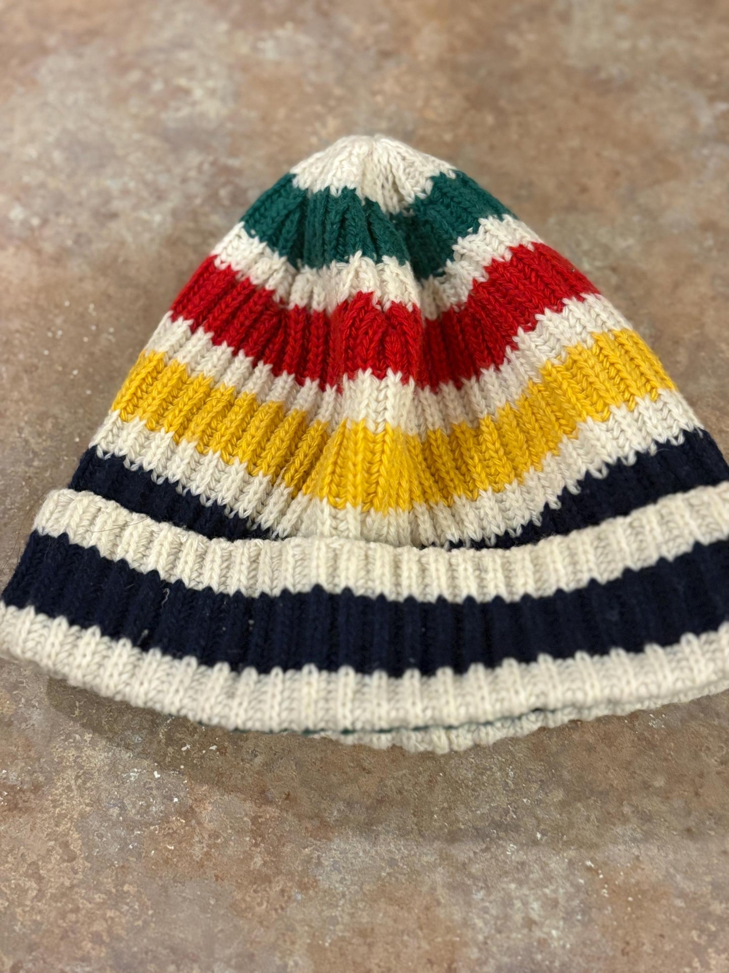 Beautiful Hudson Bay Company HBC wool and acrylic toque hat  original label  great value  9 x 9 inches  iconic  HBC  gift