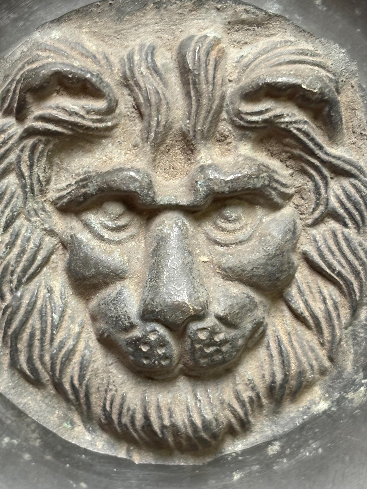 the most amazing antique bronze lion ashtray dish  - 6 inches with awesome patina  wow