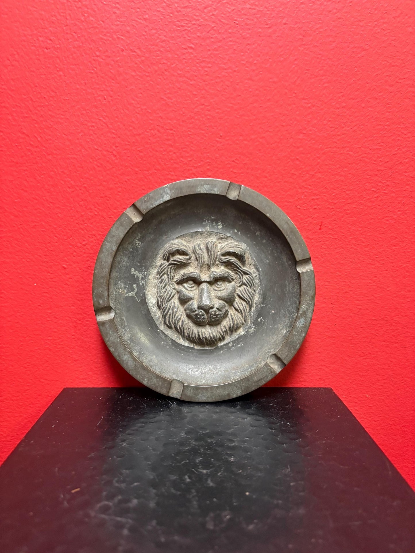 the most amazing antique bronze lion ashtray dish  - 6 inches with awesome patina  wow