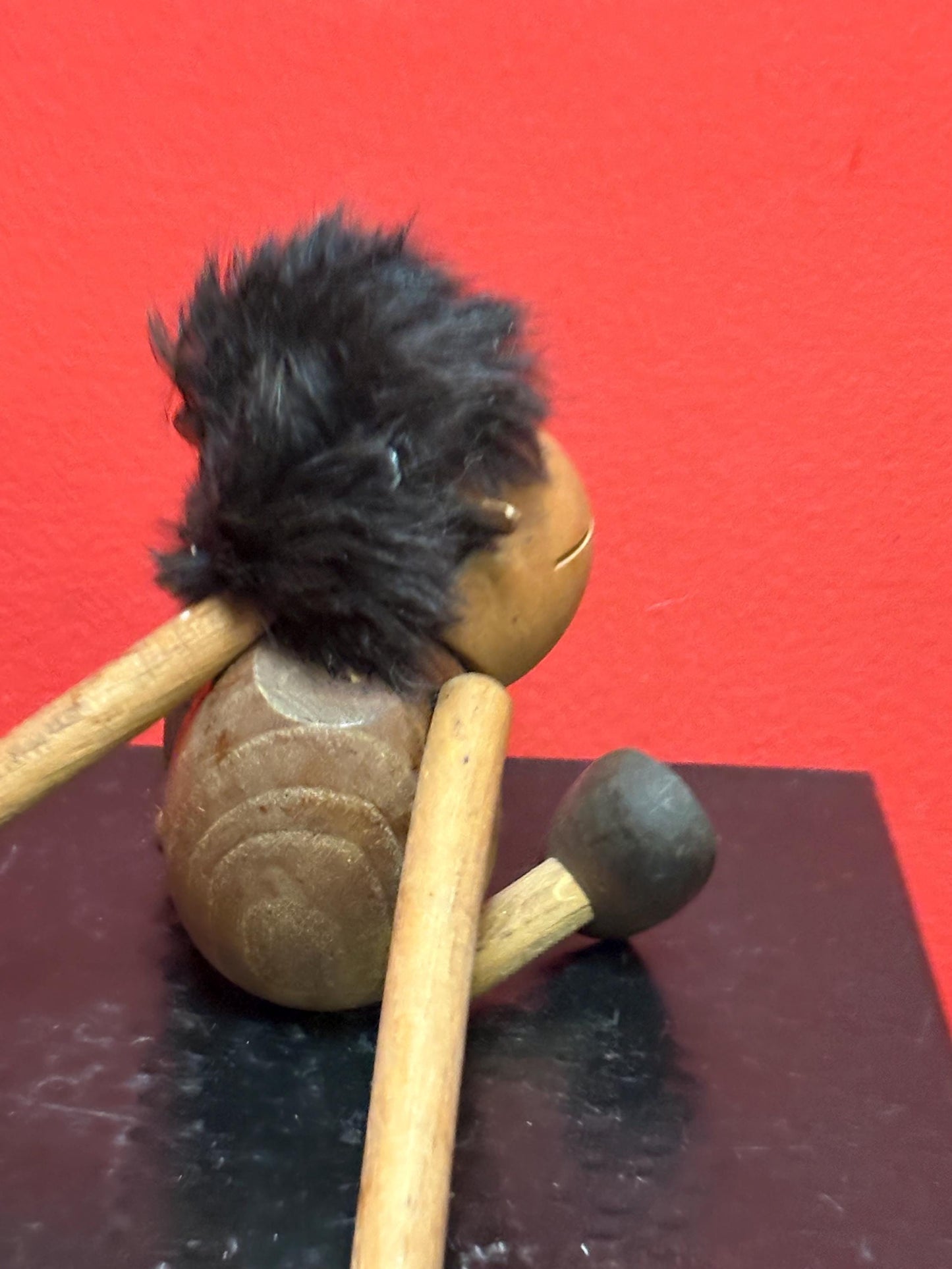 Lovely vintage TEAK 4 inch tall moveable monkey doll  style of Kay Bojesen   Danish in good condition  good value