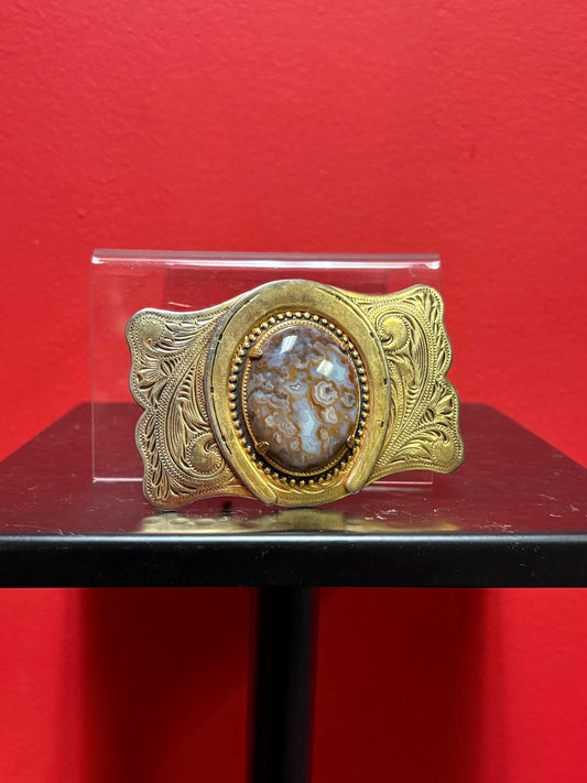 Huge cool 4 inch metal and stone lucky belt buckle  wow
