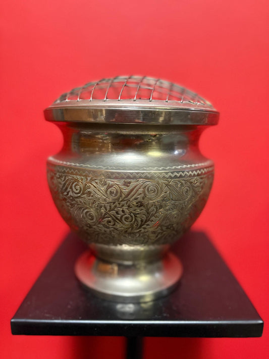Persian antique silver plated  7 inch tall flower vase with great detail