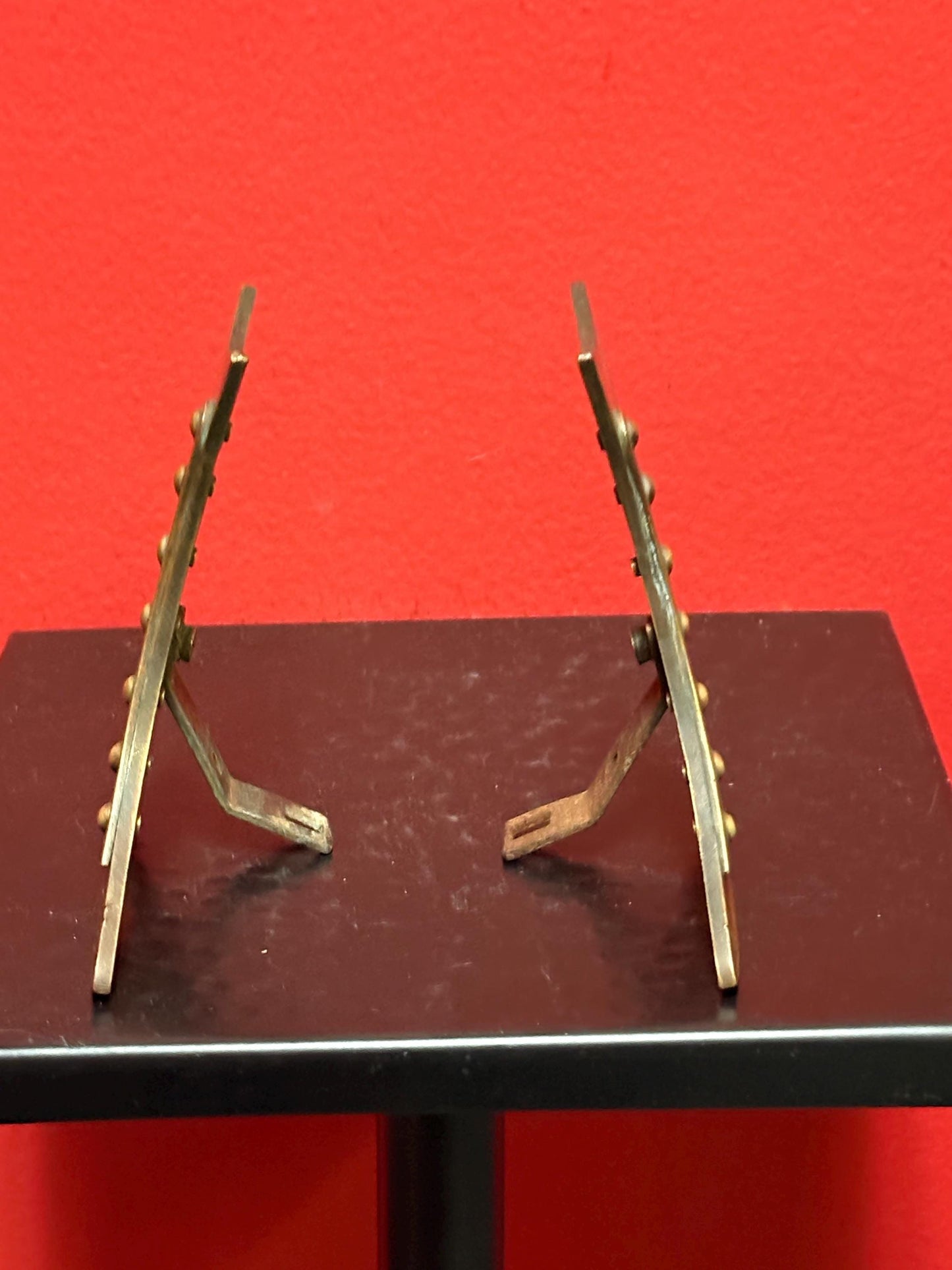 Pair of antique English brass 4 1/2 inch tall boots  ornamental or bookends