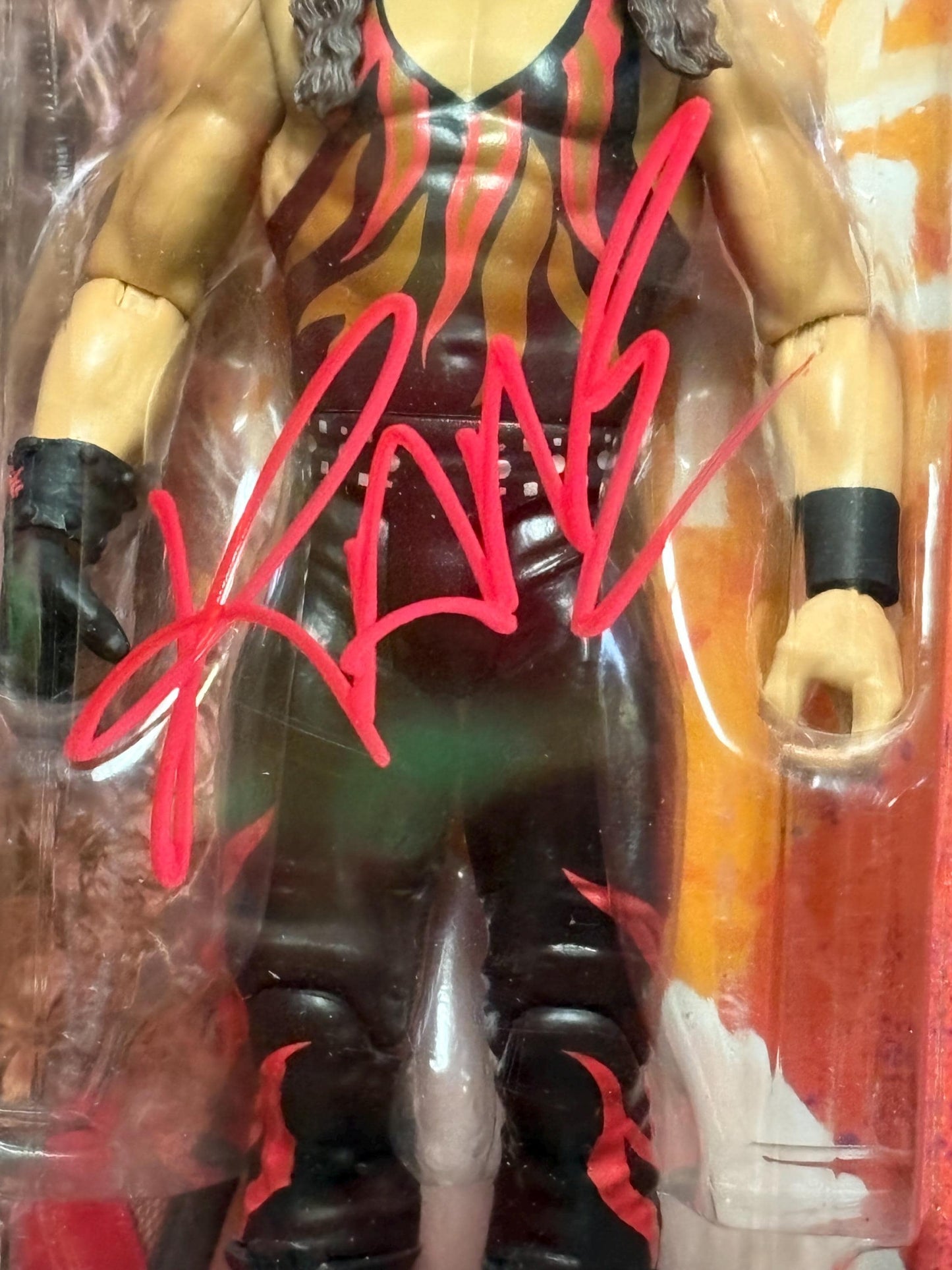 Signed WWE action figure in original packet  Kane   great gift and value - with CAO on back