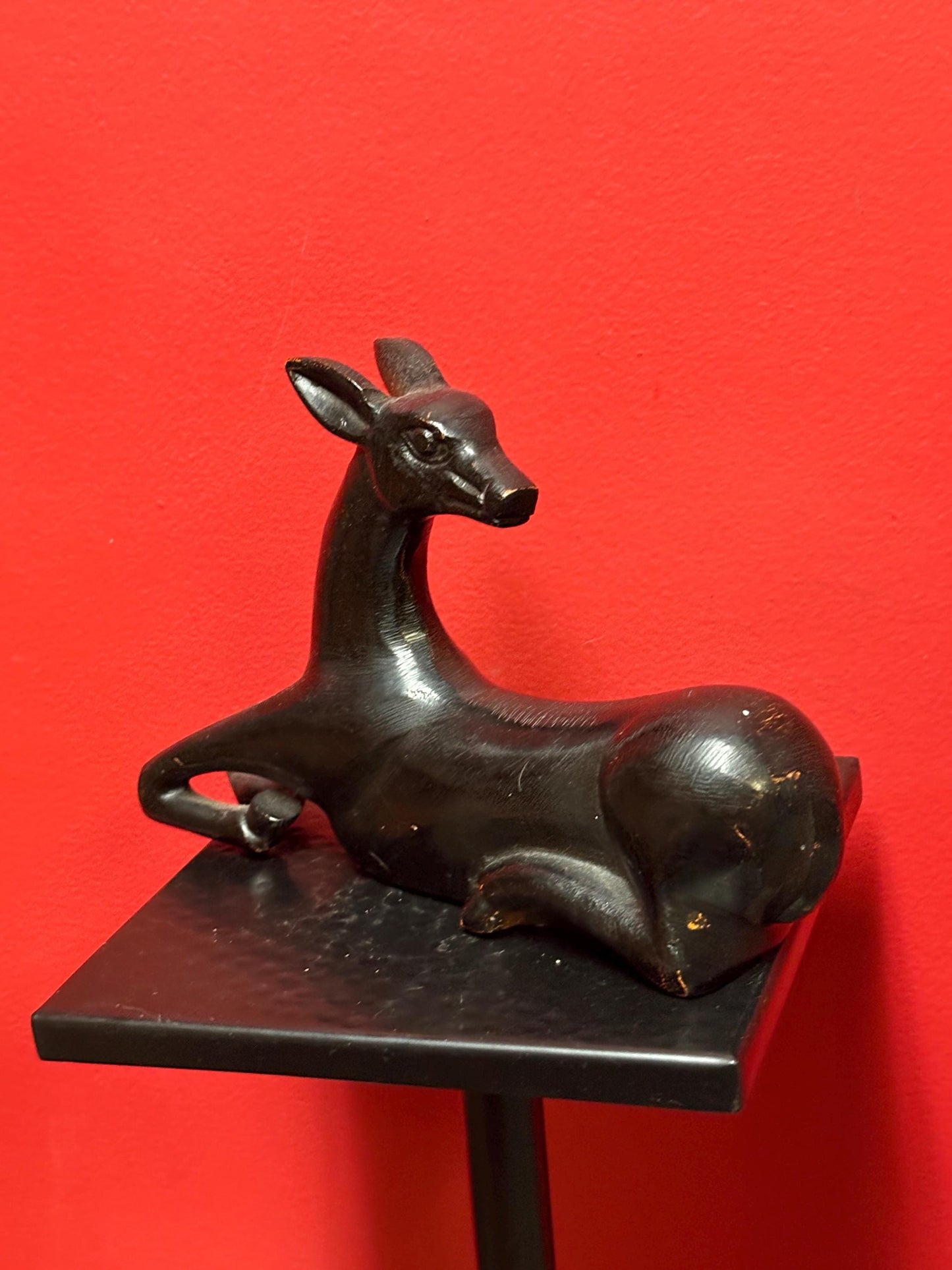 10 x 6 high vintage cast bronze deer statue great look and patina