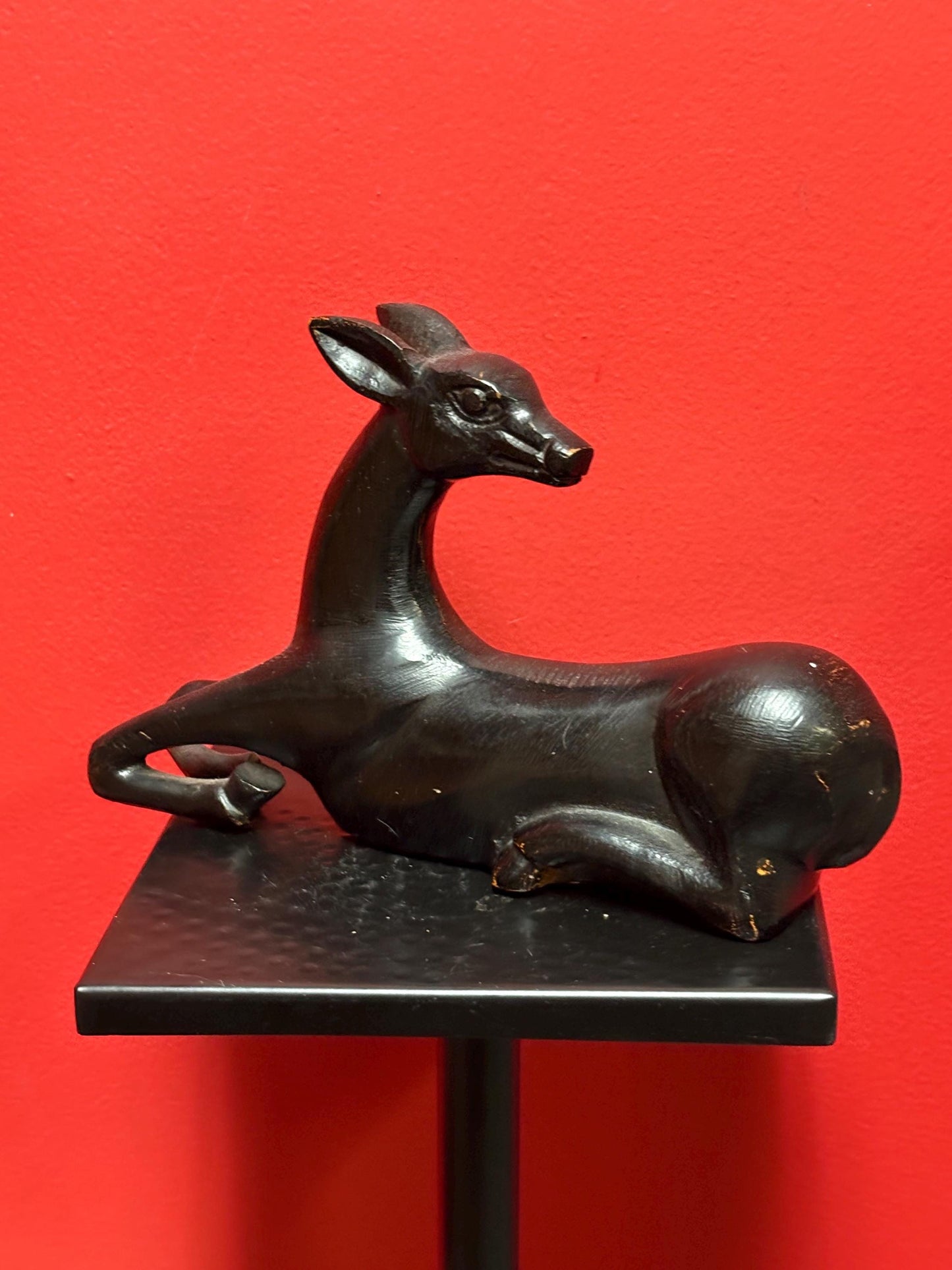 10 x 6 high vintage cast bronze deer statue great look and patina