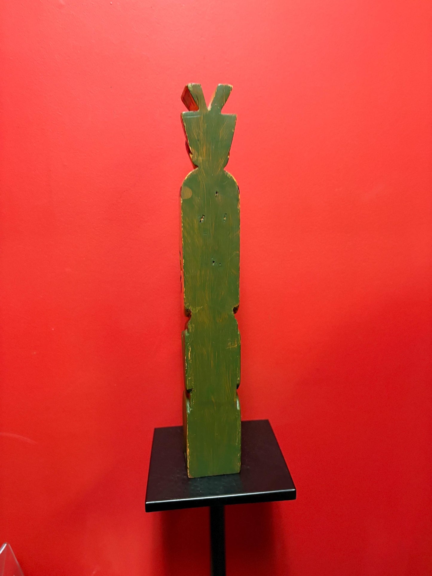 Antique primitive indigenous first nation pacific north West Coast 19 inch tall eagle frog transformation totem pole