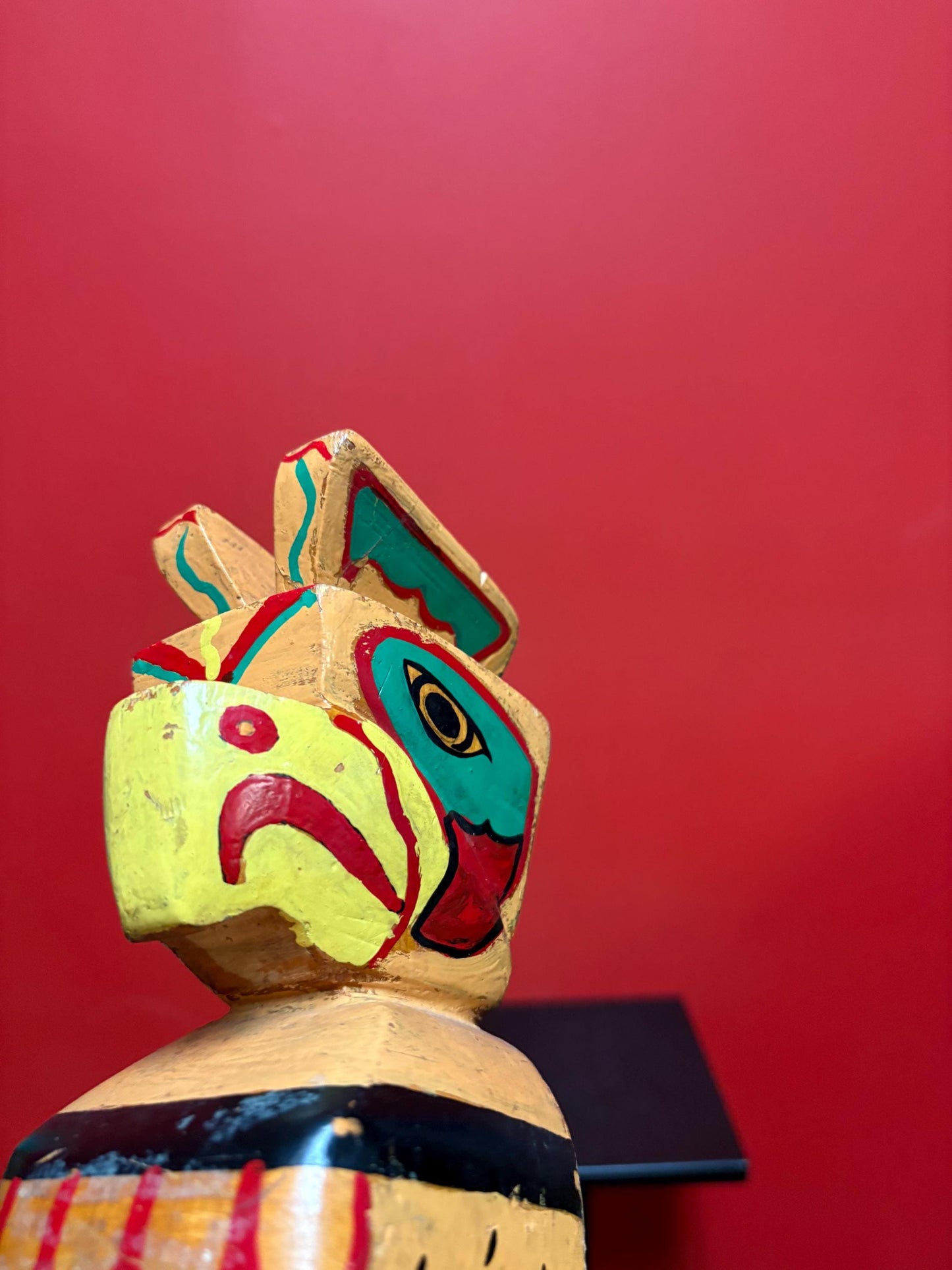 Antique primitive indigenous first nation pacific north West Coast 19 inch tall eagle frog transformation totem pole