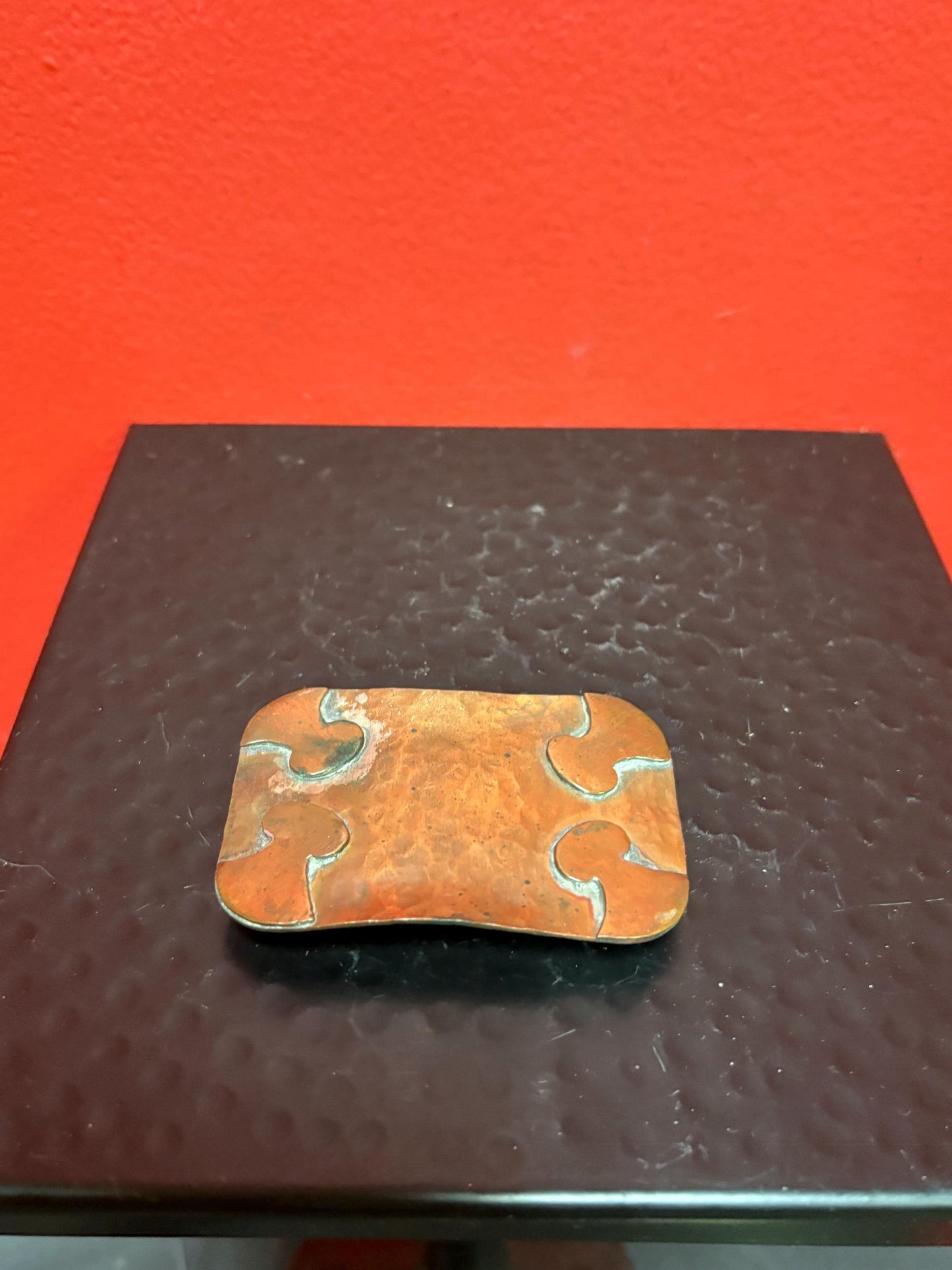 3 inch antique copper jigsaw patterned belt buckle   statement piece