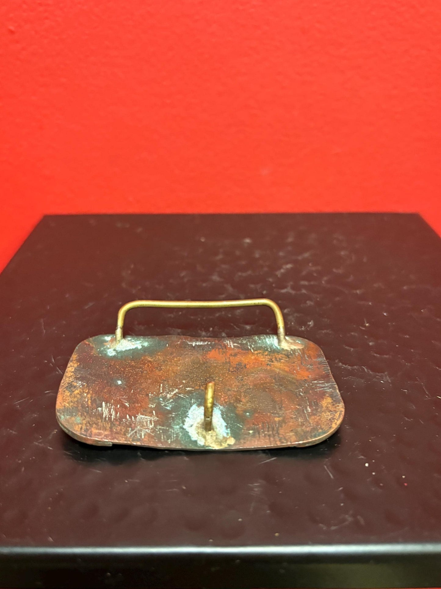 3 inch antique copper jigsaw patterned belt buckle   statement piece