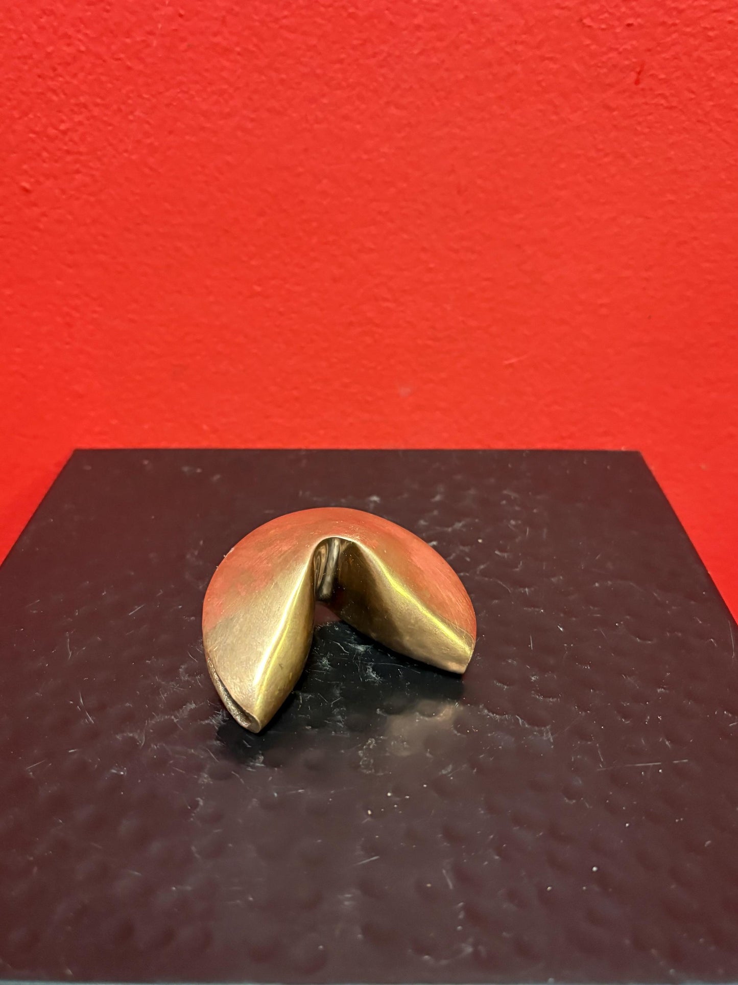 Amazing vintage heavy bronze fortune cookie   2 inches wide - wow