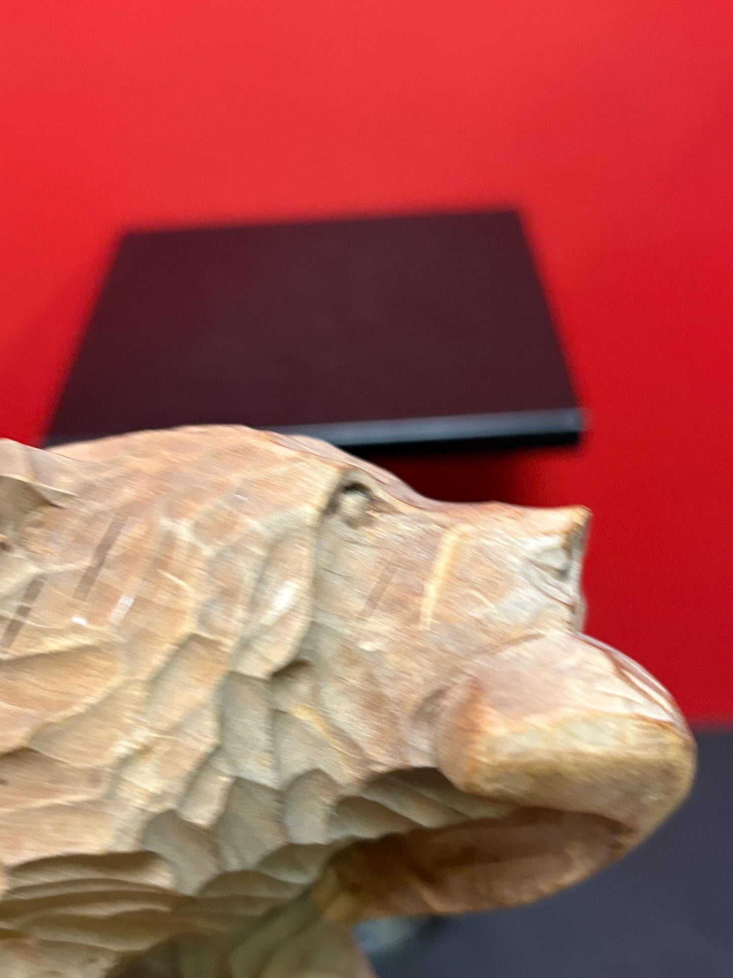 Antique Canadian carved wooden bear with salmon in mouth  7 1/2 x 4 high  nice detail  perfect gift