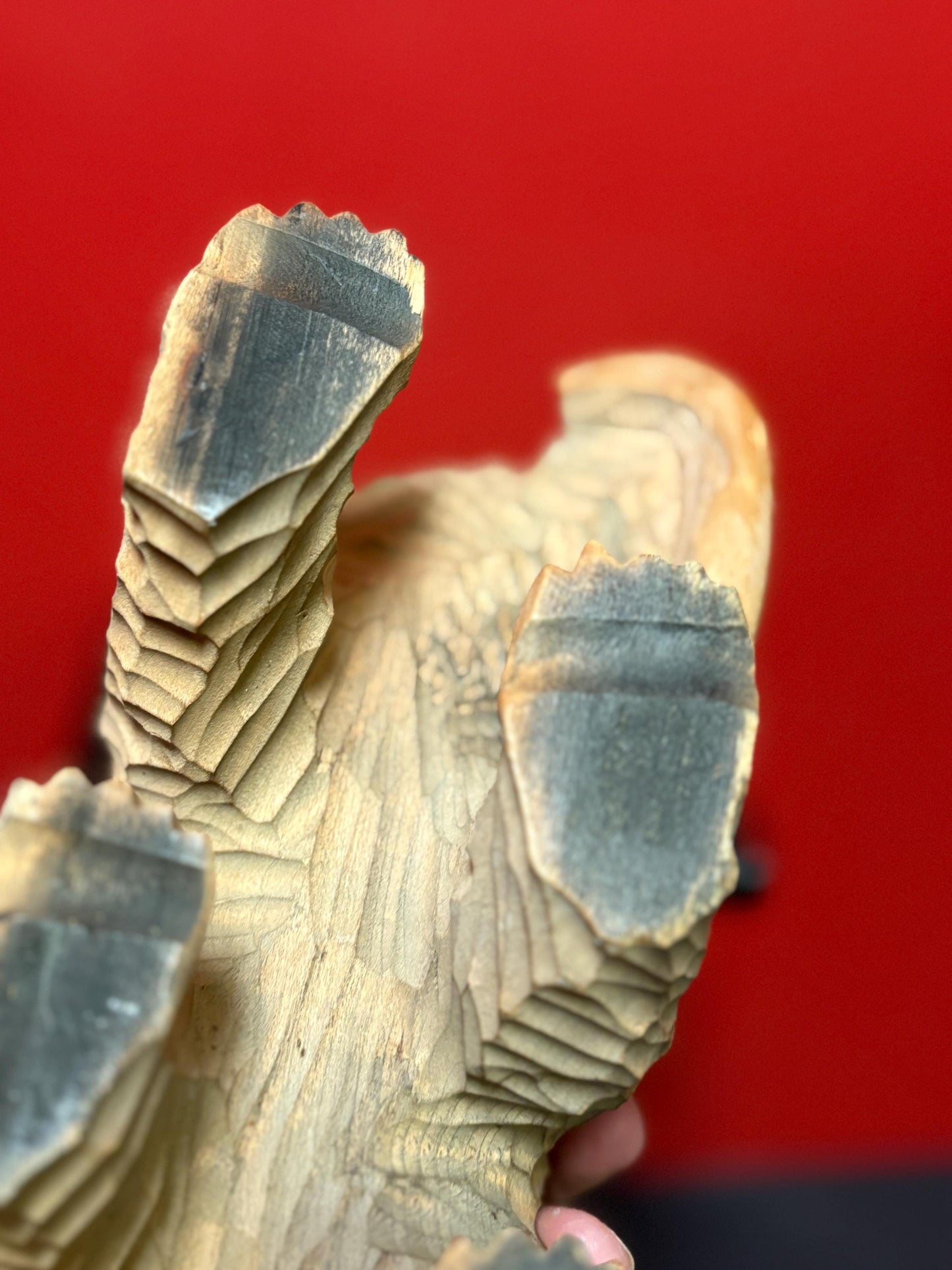 Antique Canadian carved wooden bear with salmon in mouth  7 1/2 x 4 high  nice detail  perfect gift