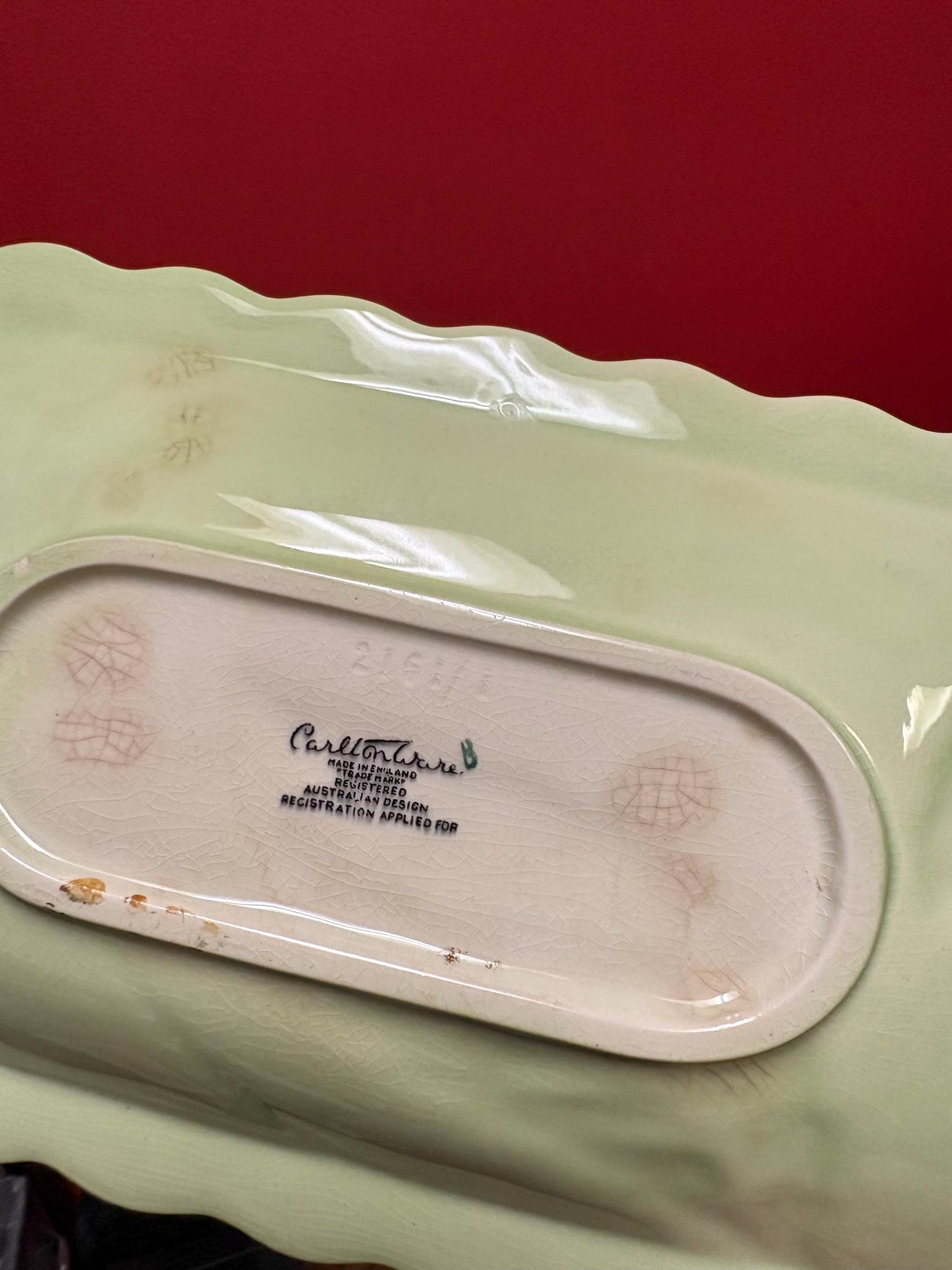 Carlton ware Australian design to 13 1/2 x 7 wide dish with minor crazing