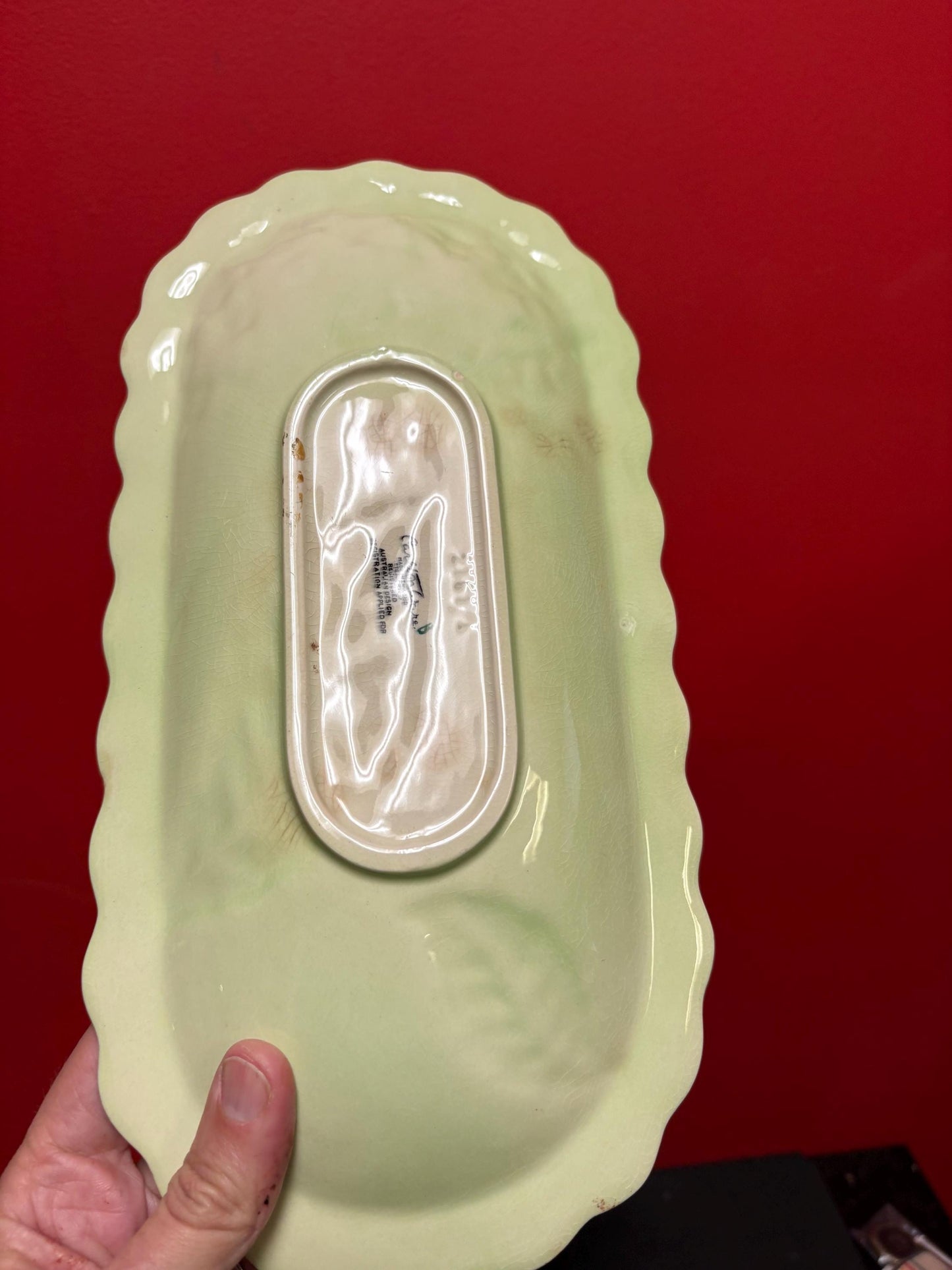 Carlton ware Australian design to 13 1/2 x 7 wide dish with minor crazing