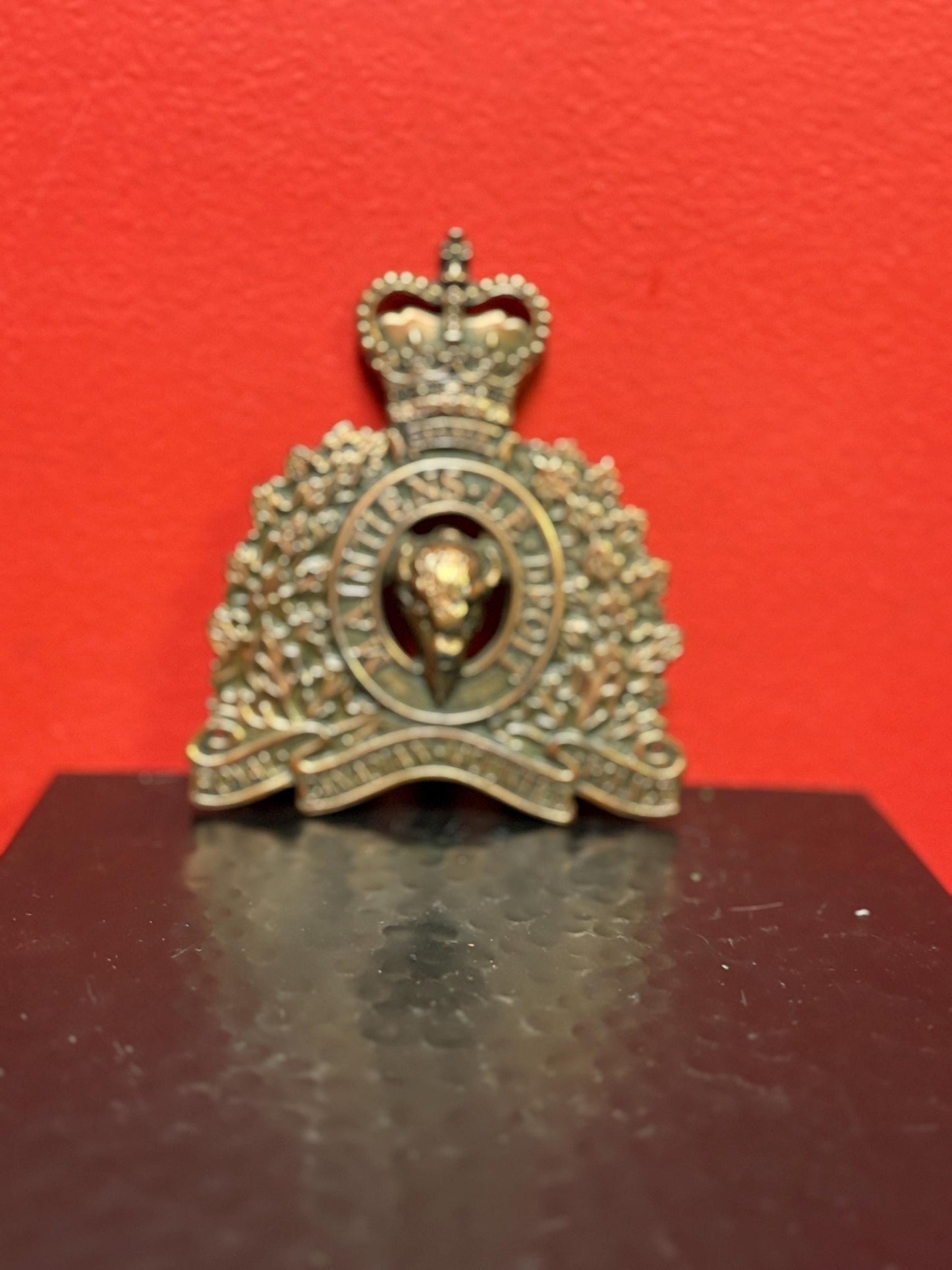 5 1/2 inch tall RCMP vintage royal Canadian mount police plaque  copper