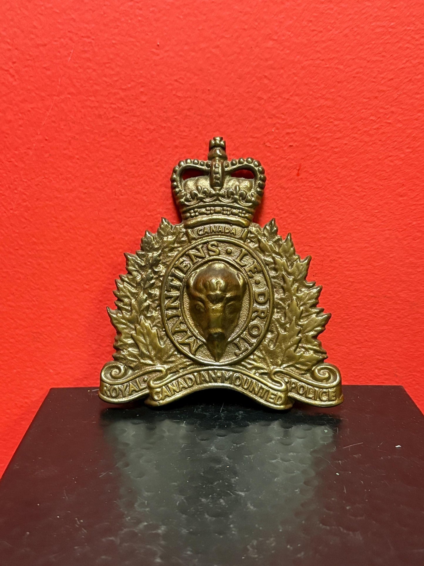 5 1/2 inch tall RCMP vintage royal Canadian mount police plaque  bronze