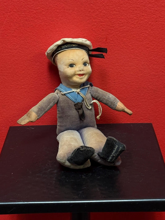 RMS SAXONIA cloth navy doll  in antique condition  8 inches  Nora Wellings  English -