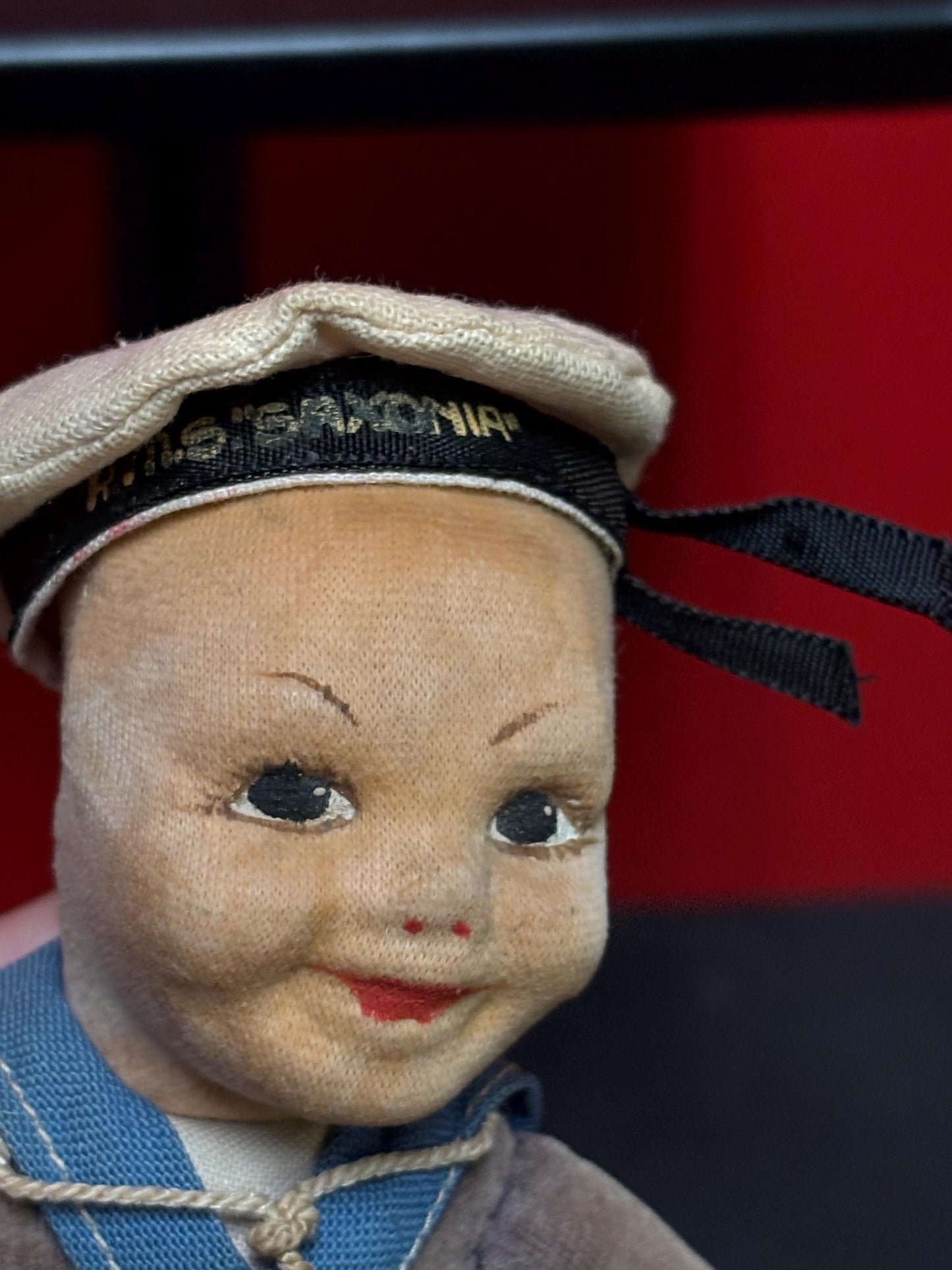 RMS SAXONIA cloth navy doll  in antique condition  8 inches  Nora Wellings  English -