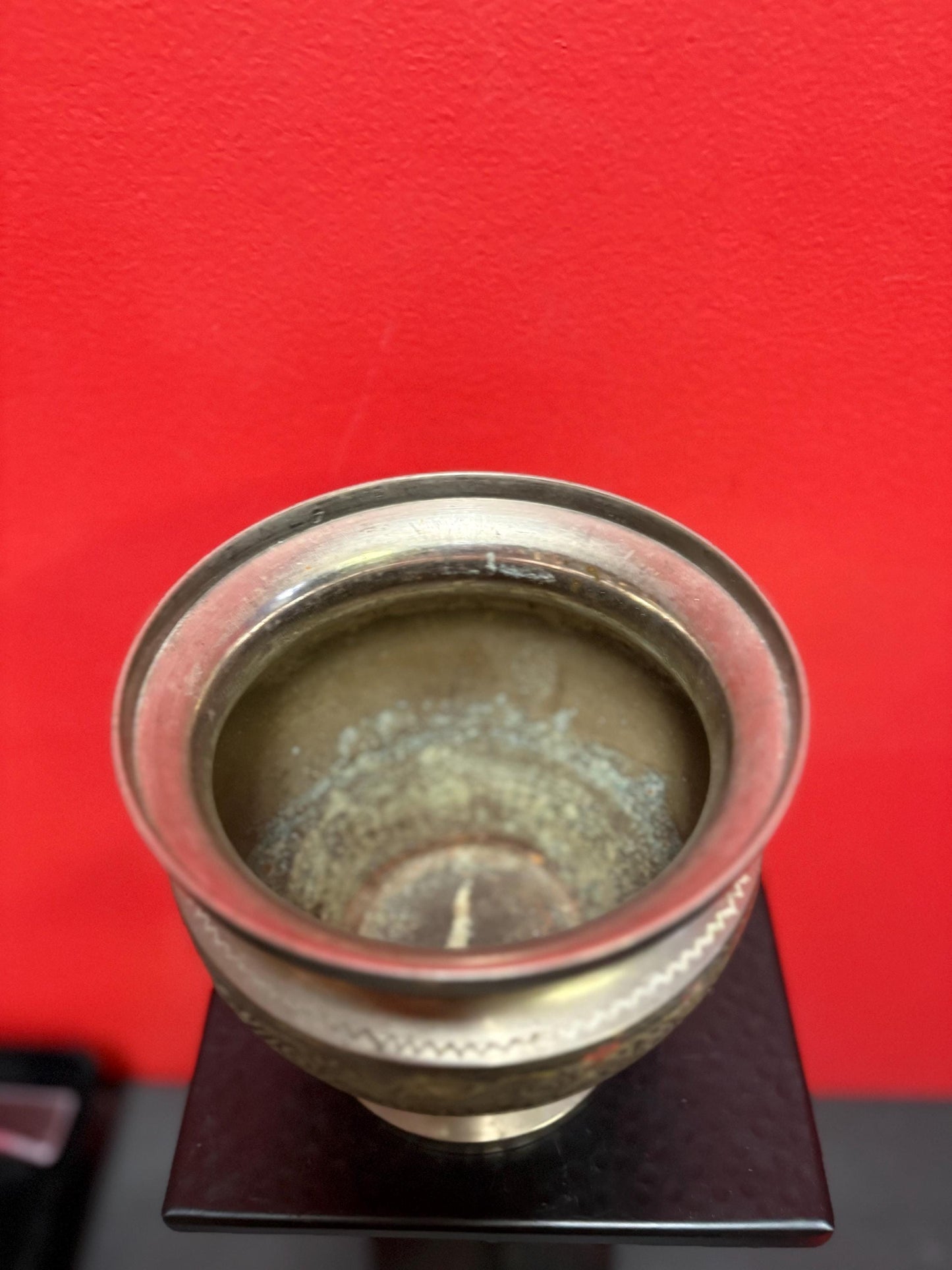 Persian antique silver plated  7 inch tall flower vase with great detail