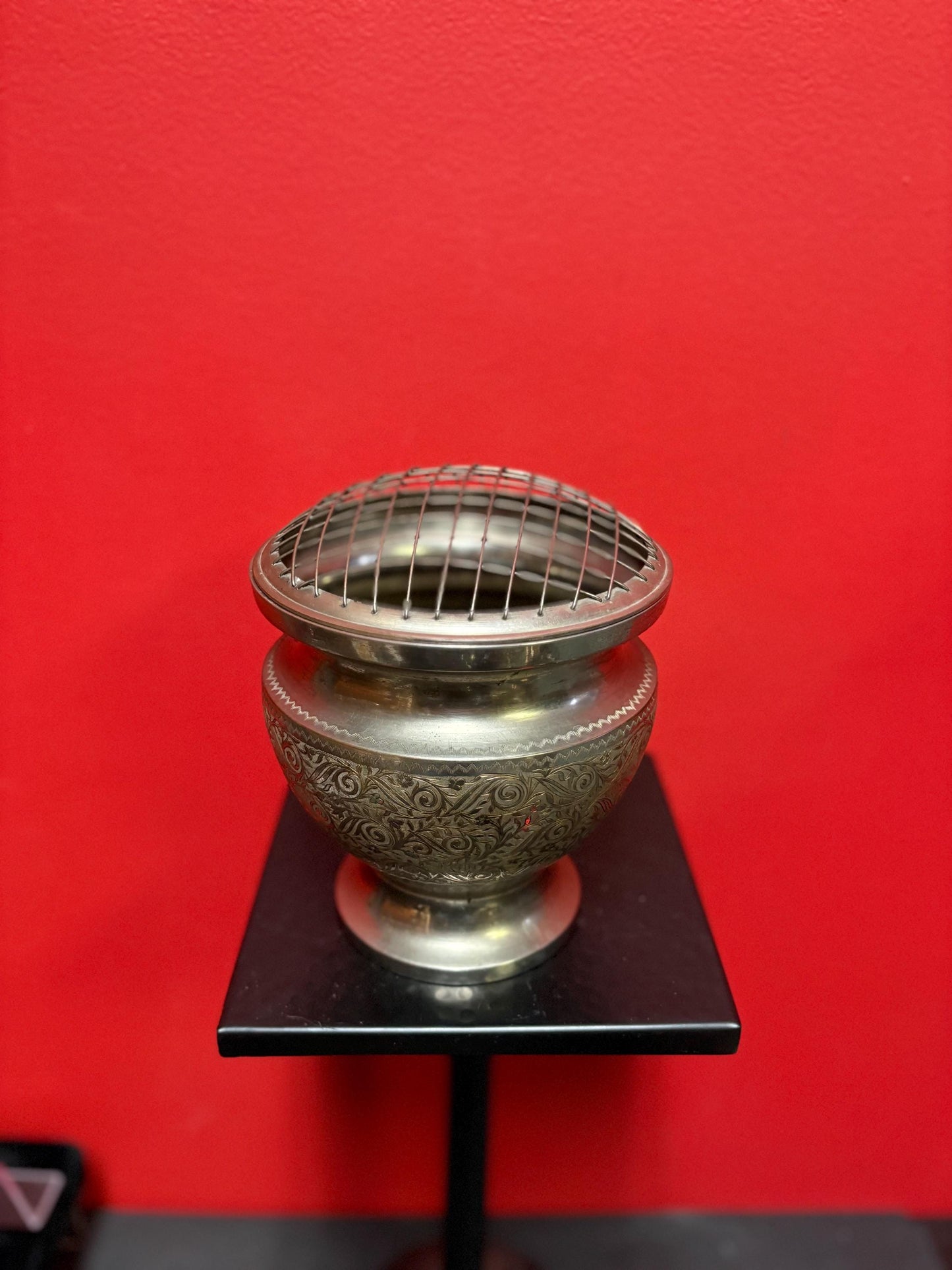 Persian antique silver plated  7 inch tall flower vase with great detail