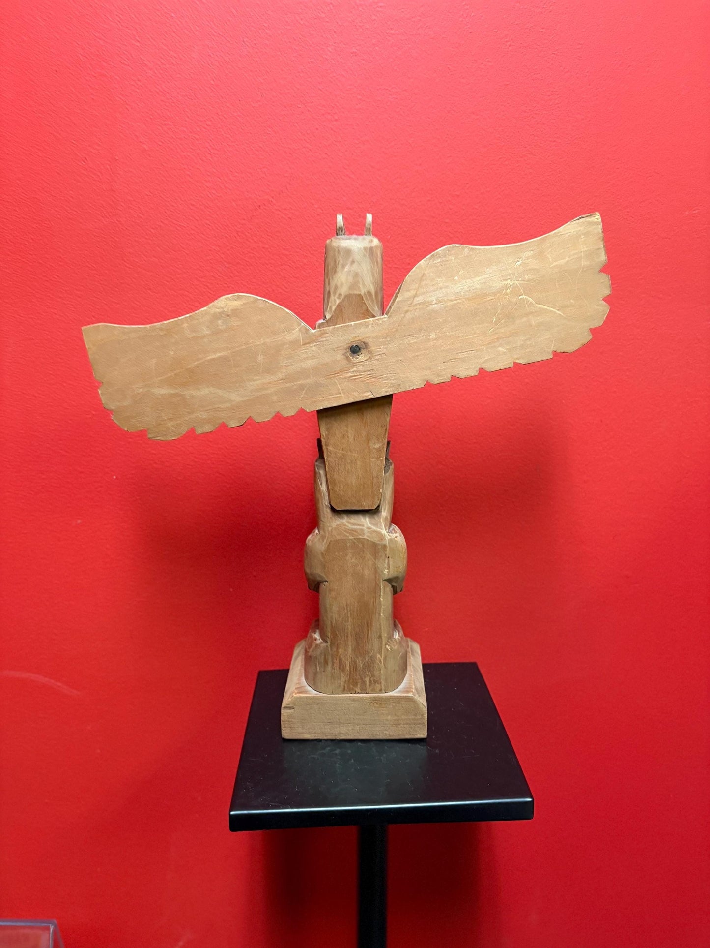 14.5 x 13 inch signed indigenous First Nations Pacific Northwest coast totem pole  great detail