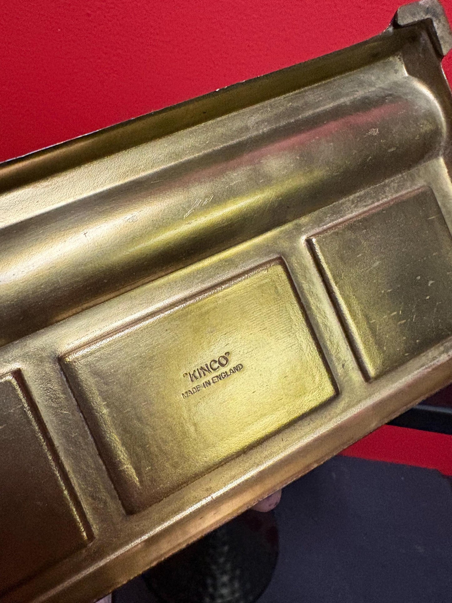 Vintage English Indian Raj style 8 x 5 x 2 1/2“ high highly engraved inkwell set no bottles  great gift