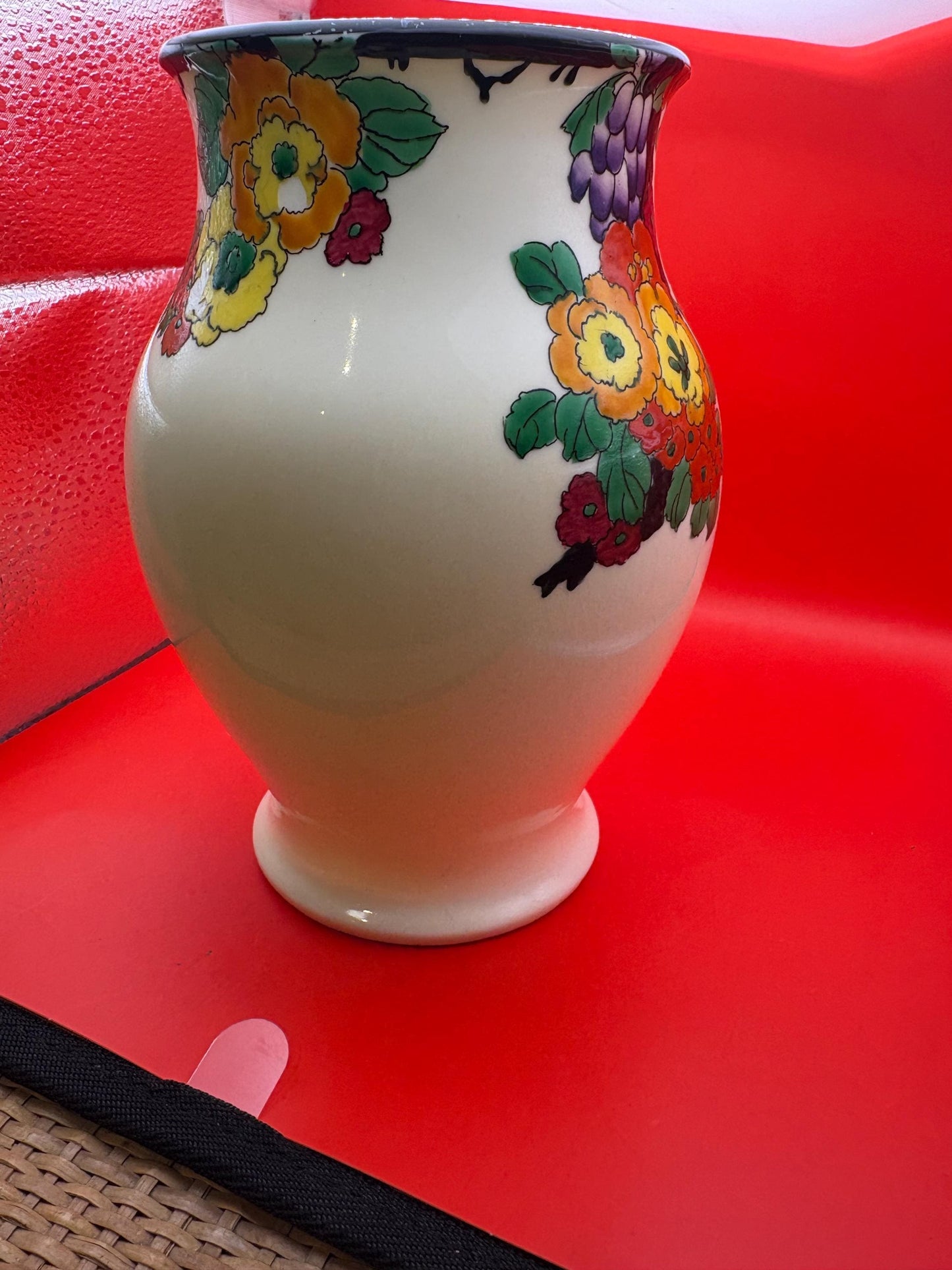 rare Antique Royal Doulton Mandarin wear flamingo vase by Robert Allen   Minor paint flaking  7 inches tall