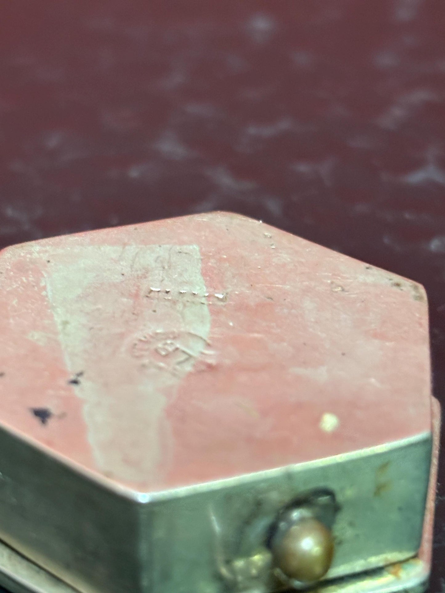 Mexican untested silver and abalone shell box  2 inches long