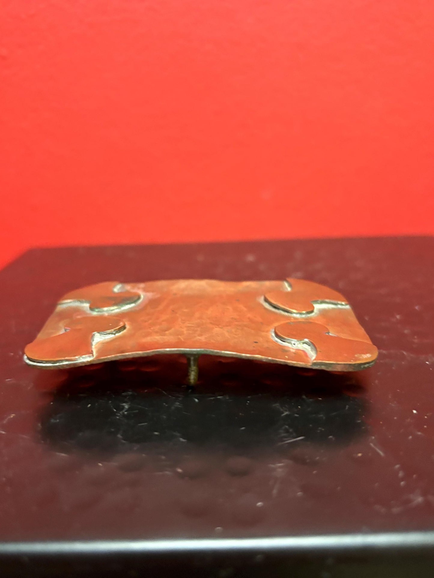 3 inch antique copper jigsaw patterned belt buckle   statement piece