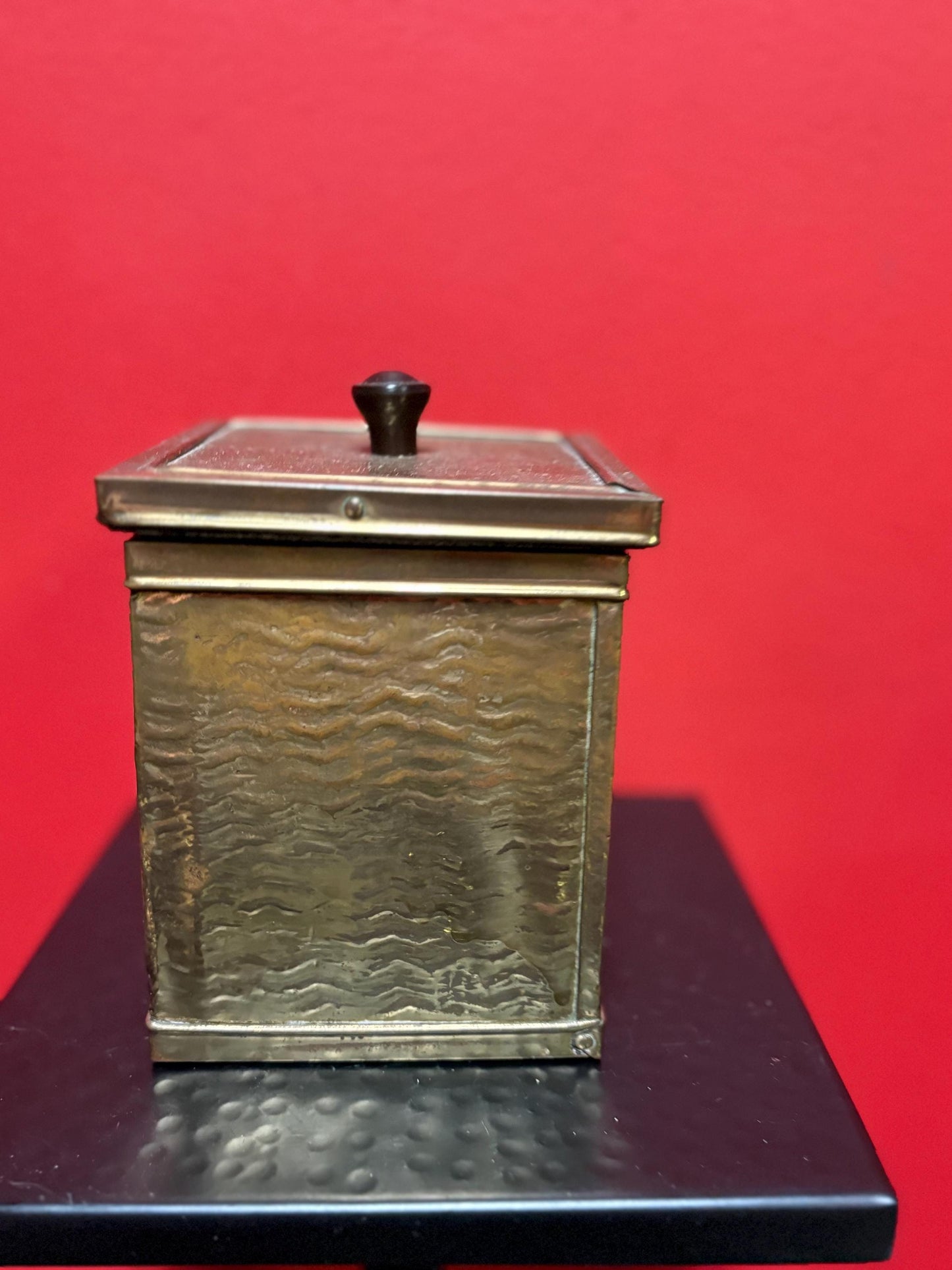 Small signed antique Indian brass planter   6 x 4 x 3 1/2“ high