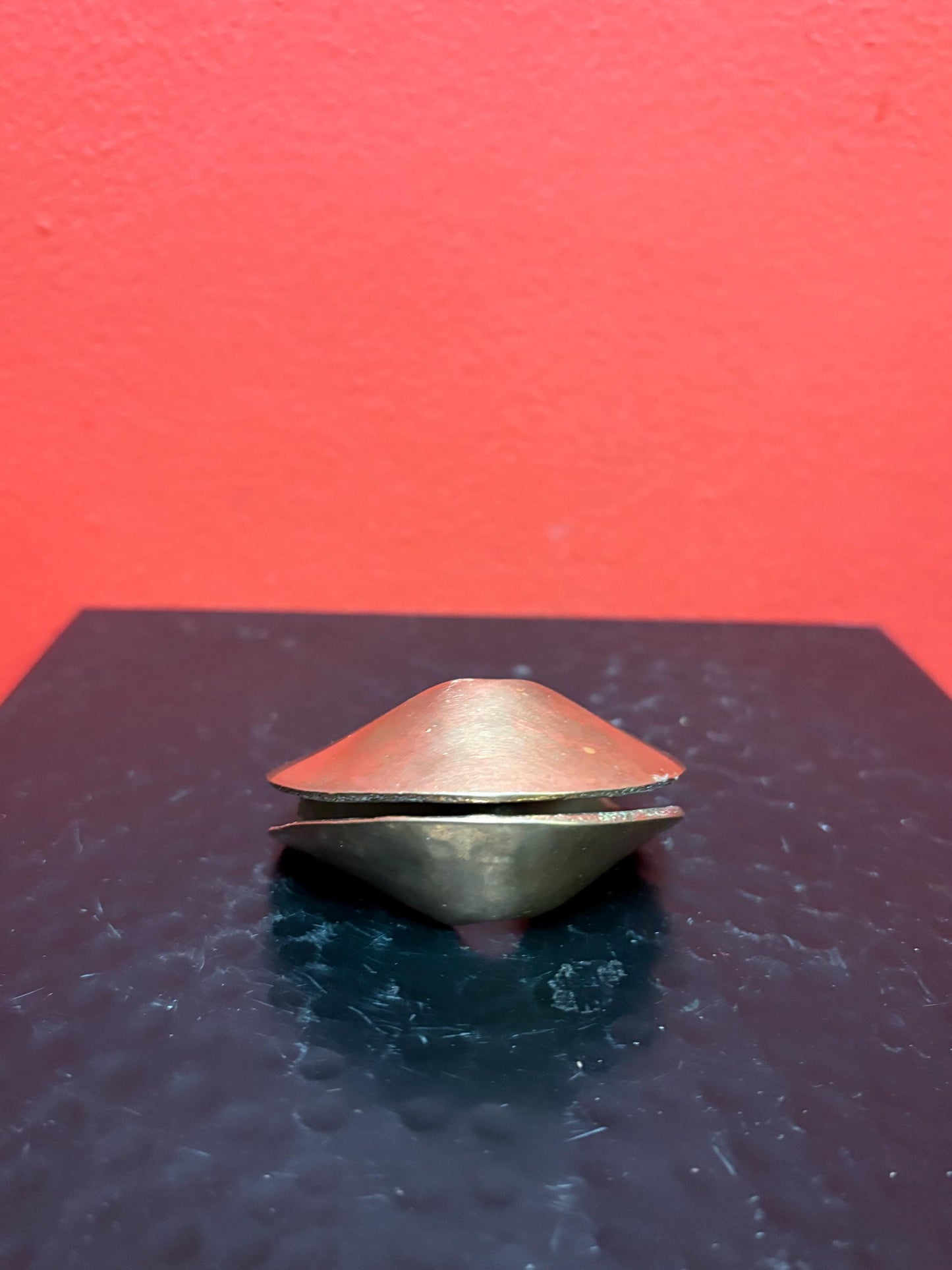 Amazing vintage heavy bronze fortune cookie   2 inches wide - wow