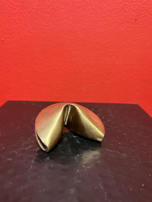 Amazing vintage heavy bronze fortune cookie   2 inches wide - wow