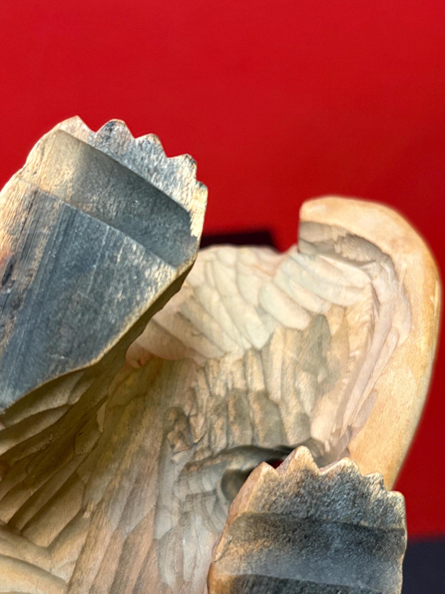 Antique Canadian carved wooden bear with salmon in mouth  7 1/2 x 4 high  nice detail  perfect gift