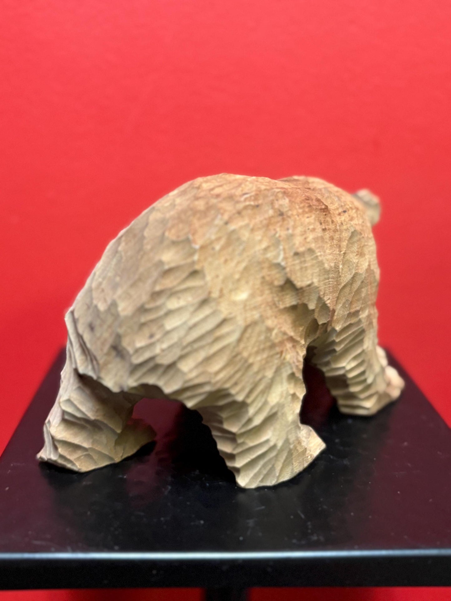 Antique Canadian carved wooden bear with salmon in mouth  7 1/2 x 4 high  nice detail  perfect gift