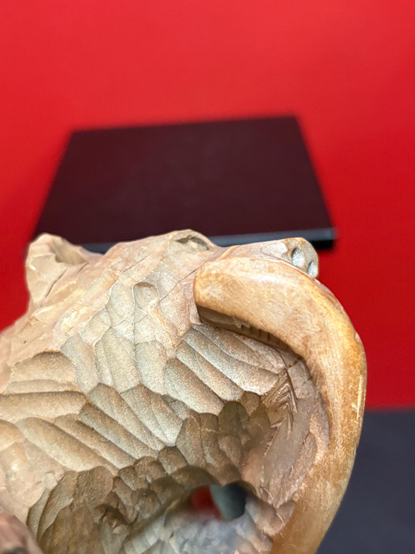 Antique Canadian carved wooden bear with salmon in mouth  7 1/2 x 4 high  nice detail  perfect gift