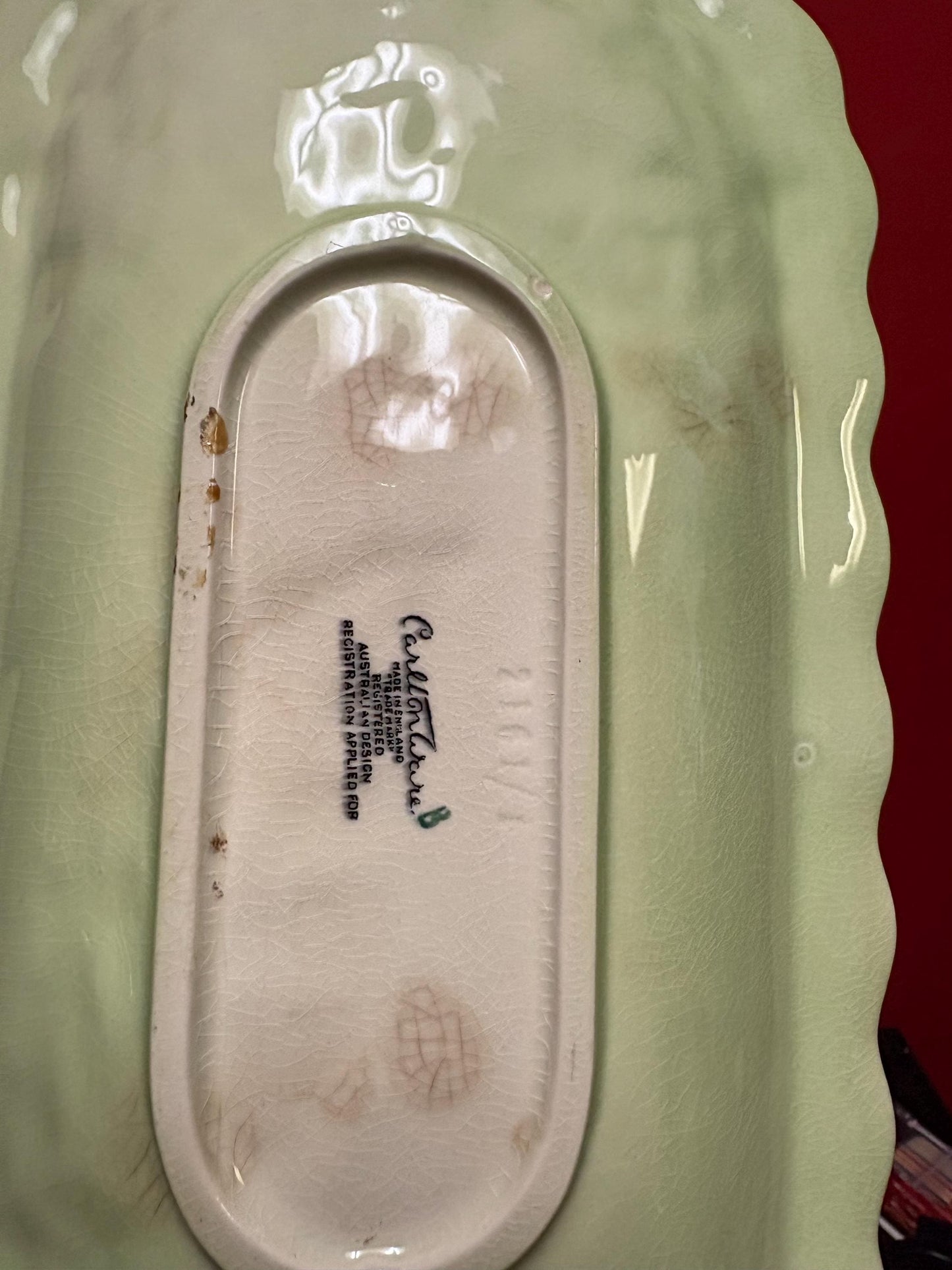 Carlton ware Australian design to 13 1/2 x 7 wide dish with minor crazing