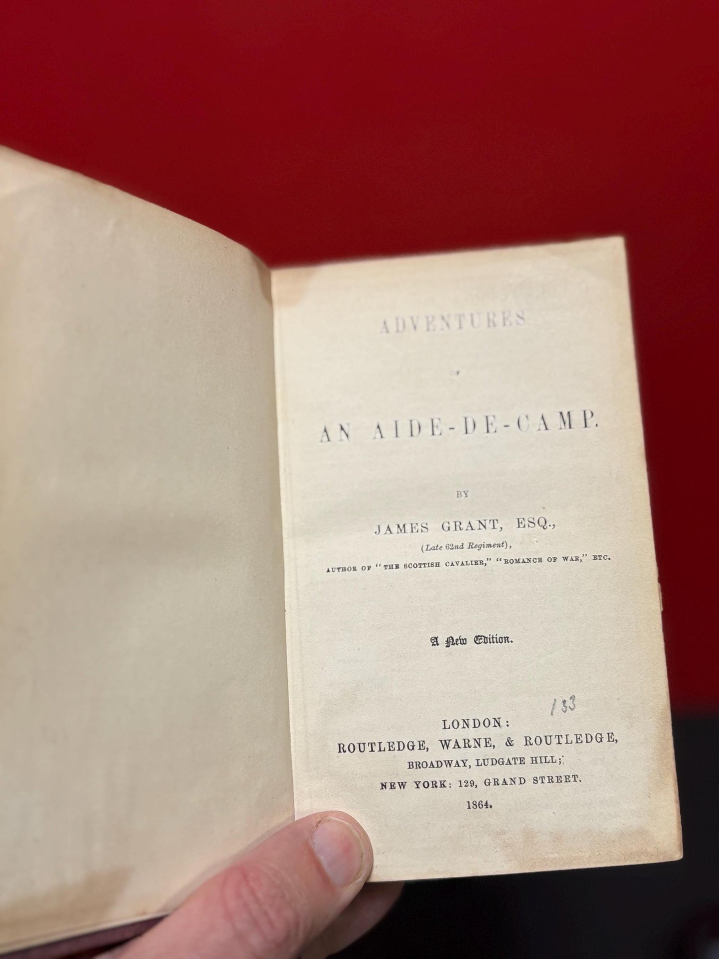 AIDE DE CAMP book by James Grant 1864  Antique condition