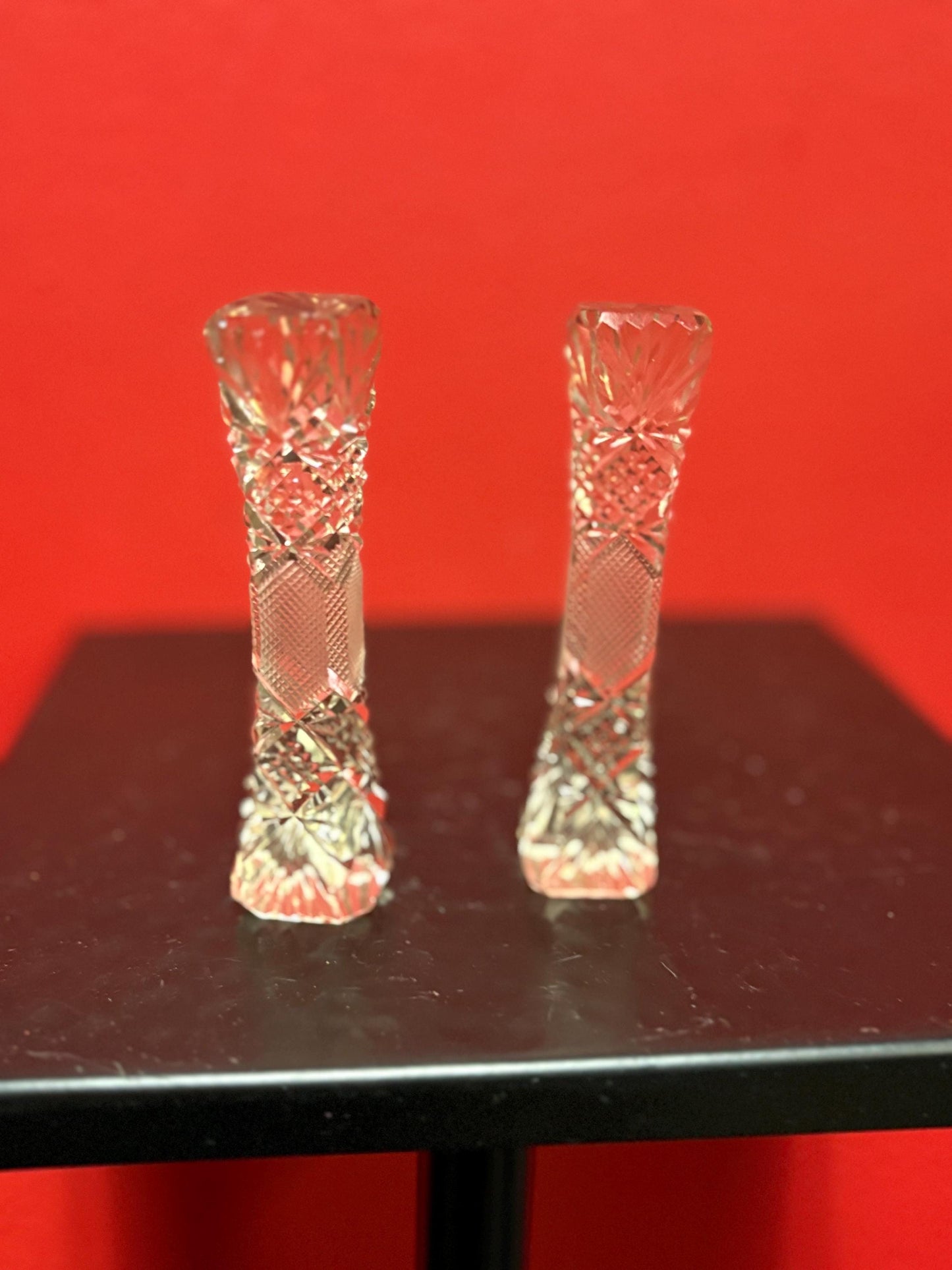 Antique crystal 3 1/2 inch long knife rests in perfect condition   great gift