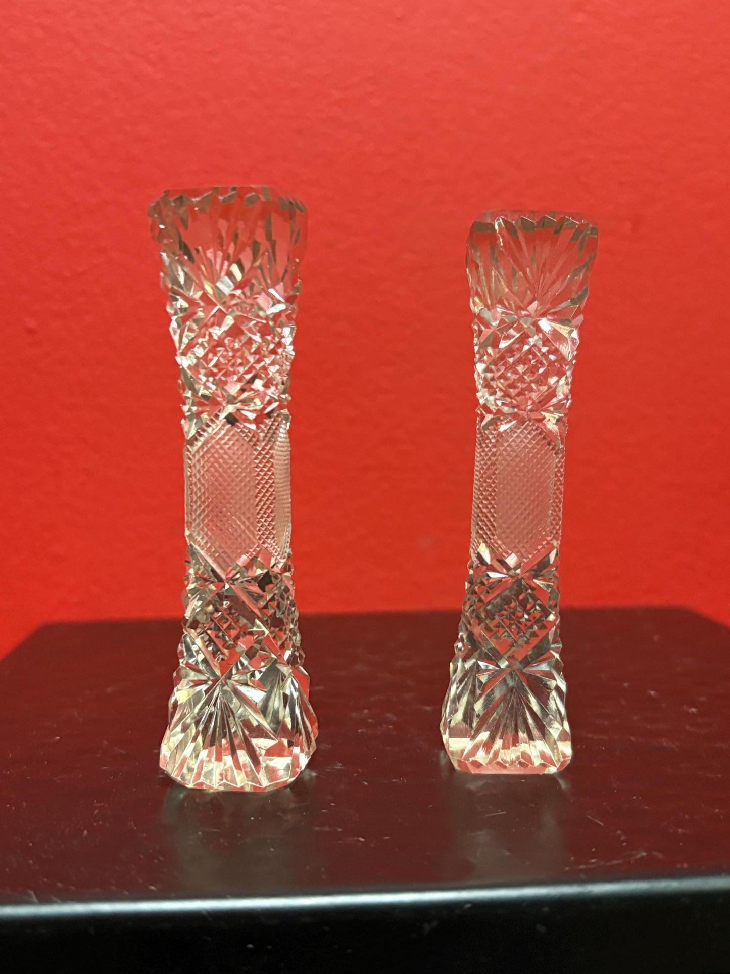 Antique crystal 3 1/2 inch long knife rests in perfect condition   great gift