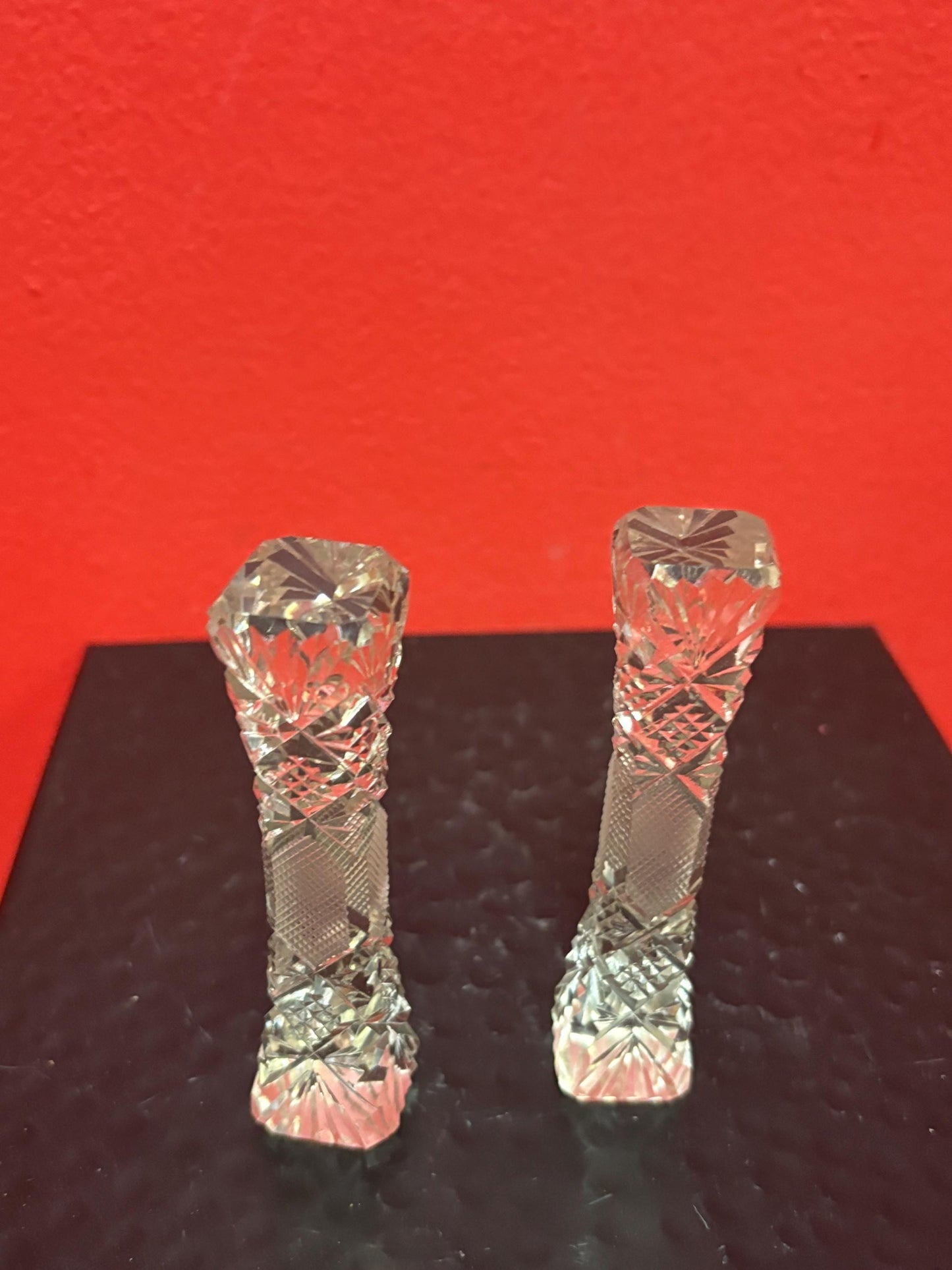 Antique crystal 3 1/2 inch long knife rests in perfect condition   great gift