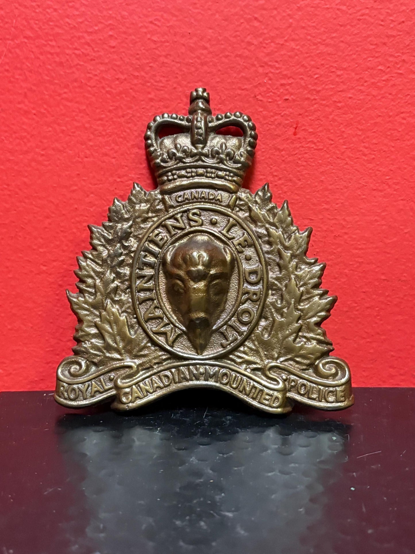 5 1/2 inch tall RCMP vintage royal Canadian mount police plaque  bronze