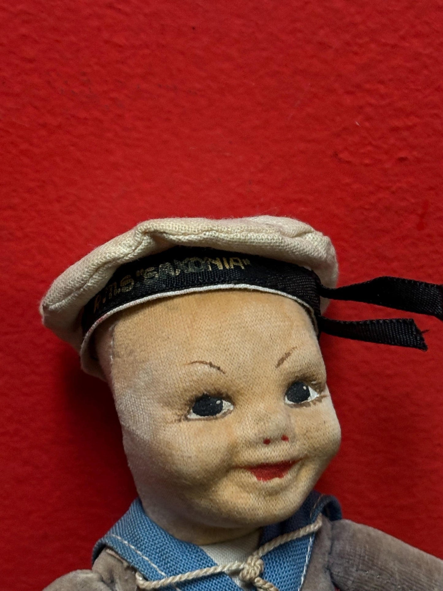 RMS SAXONIA cloth navy doll  in antique condition  8 inches  Nora Wellings  English -