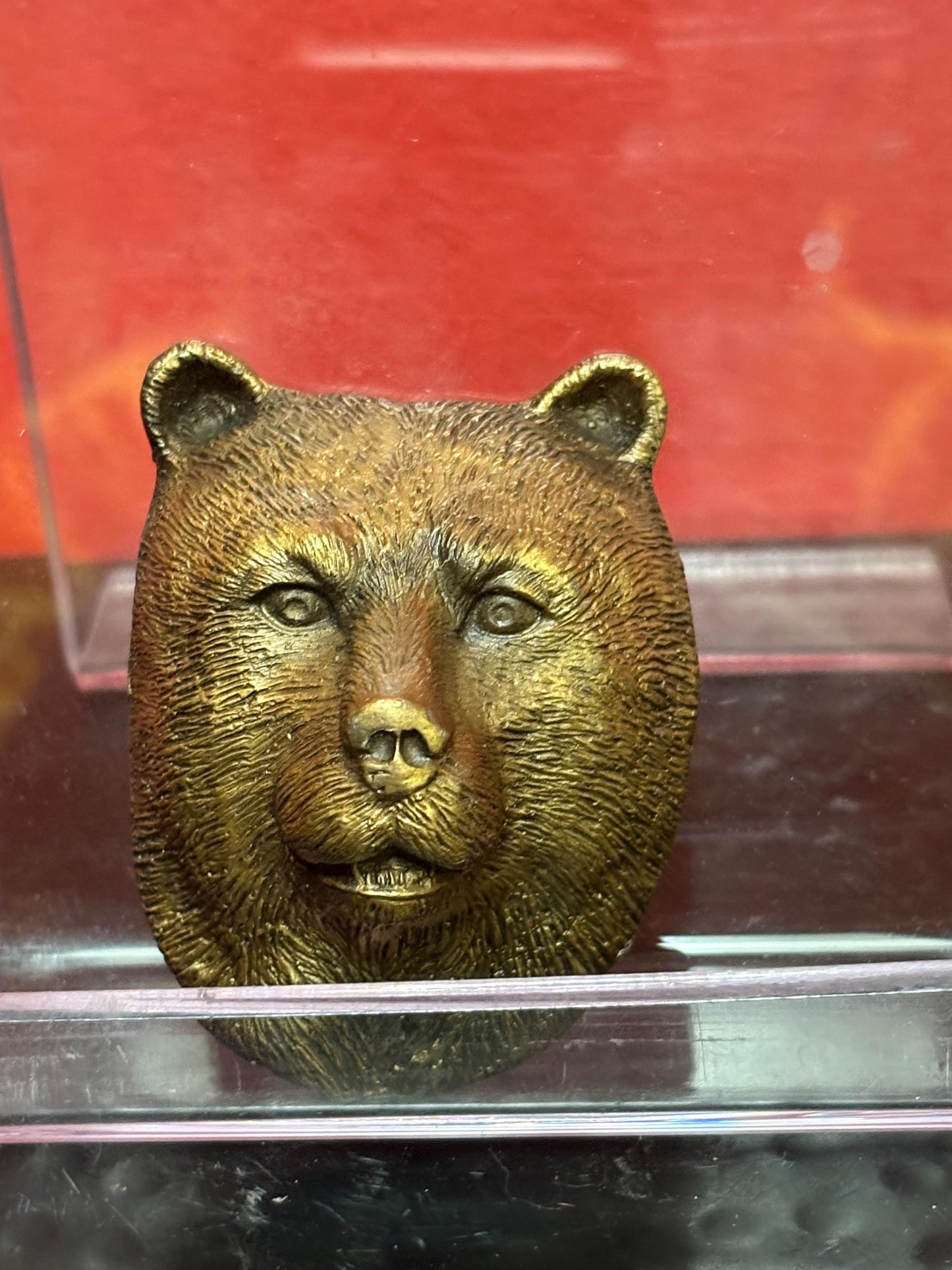 Heavy amazing 2 inch American brass grizzly bear  belt buckle