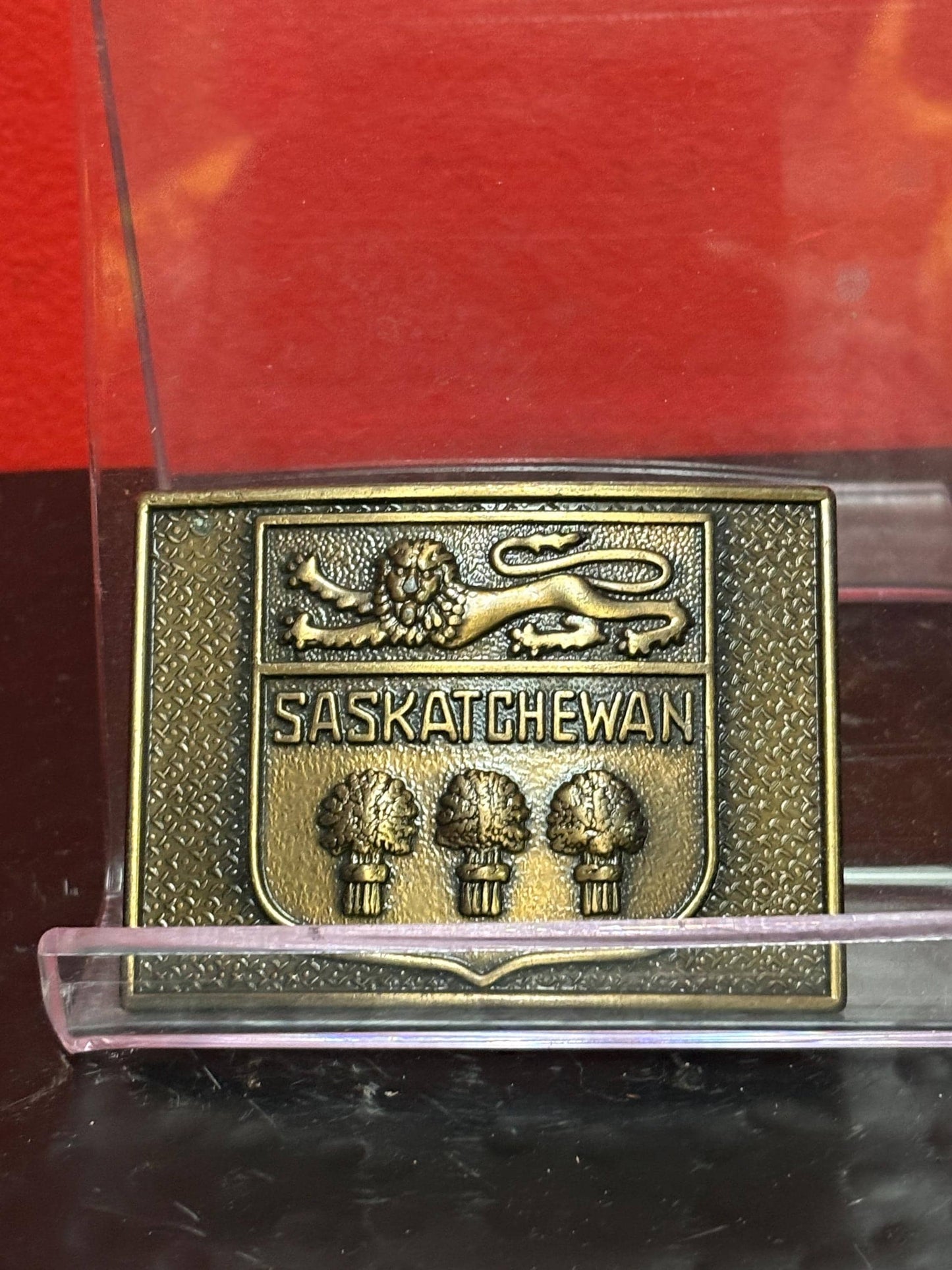 3 inch Canadian Saskatchewan metal belt buckle