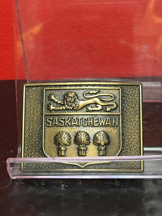 3 inch Canadian Saskatchewan metal belt buckle