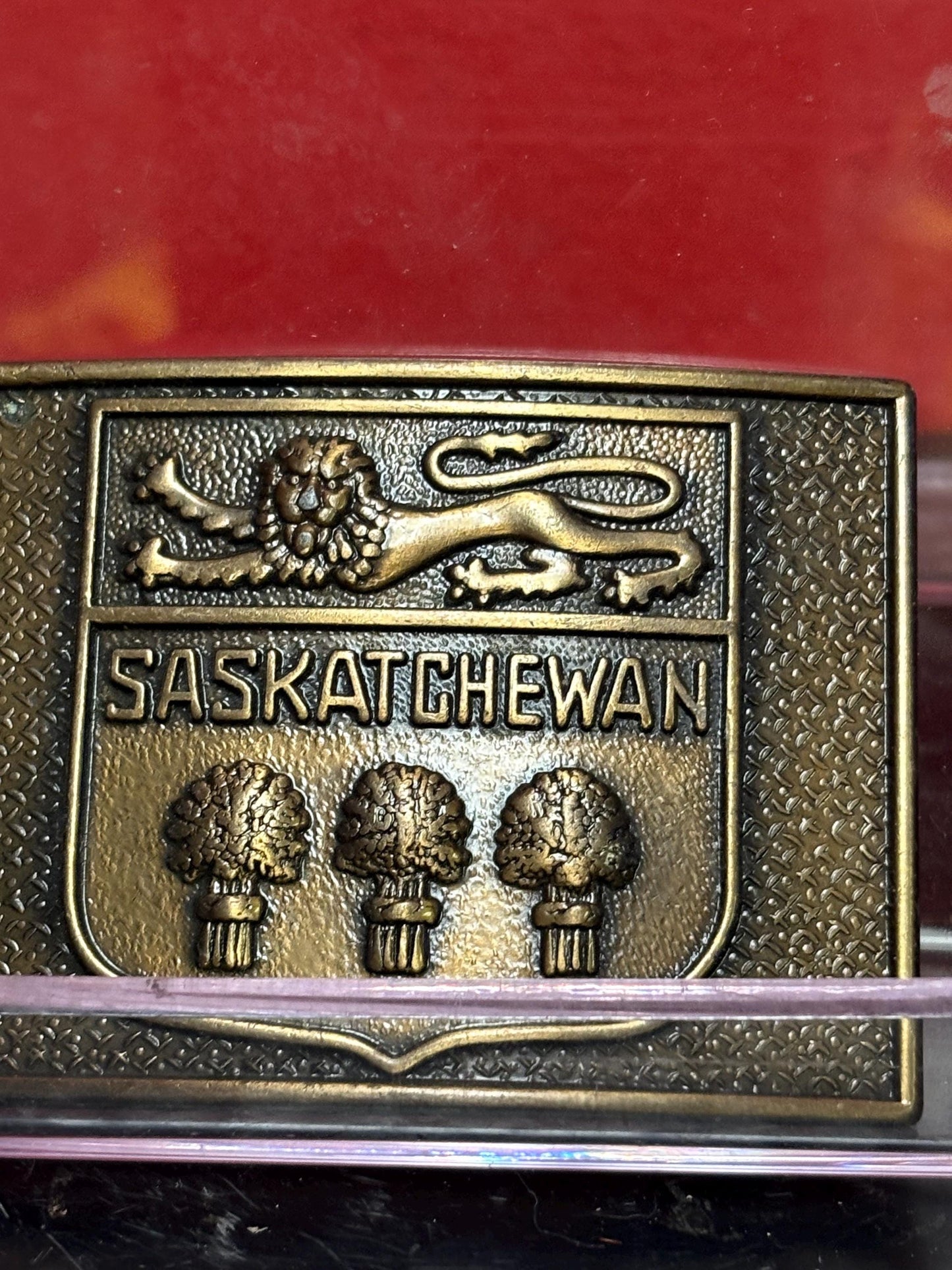 3 inch Canadian Saskatchewan metal belt buckle