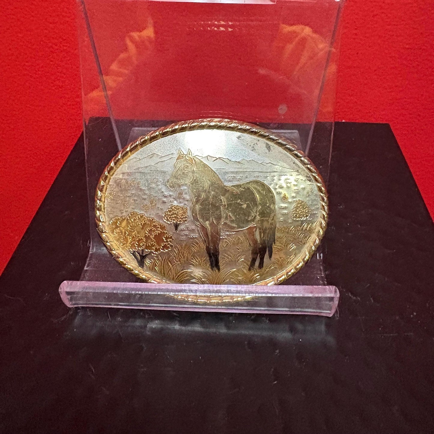 Beautiful 3.75 inch  horse belt buckle